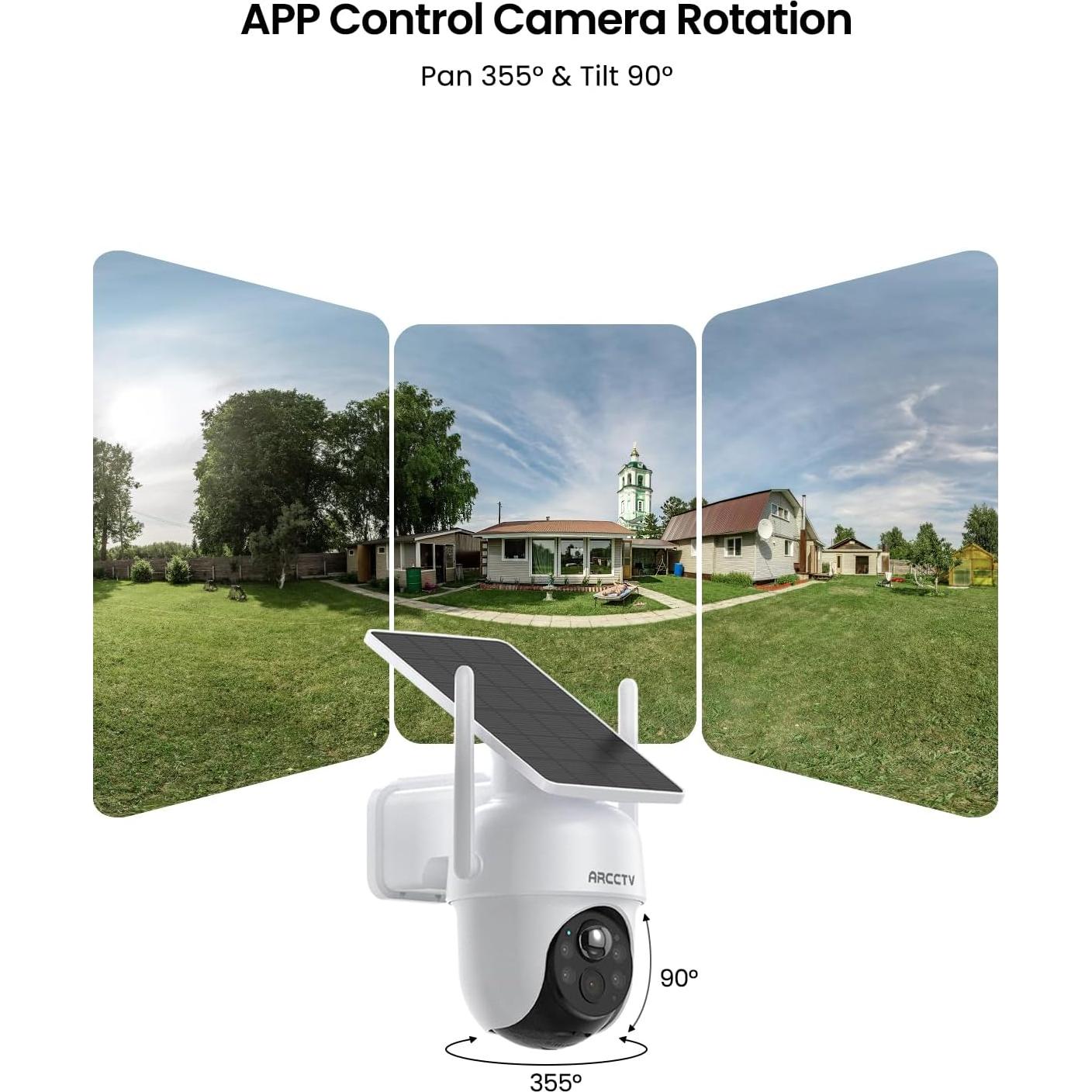 Cámara de Seguridad Inalámbrica Solar ARCCTV Q4, 4MP, 4 Cámaras, Visión Nocturna HD, 64GB