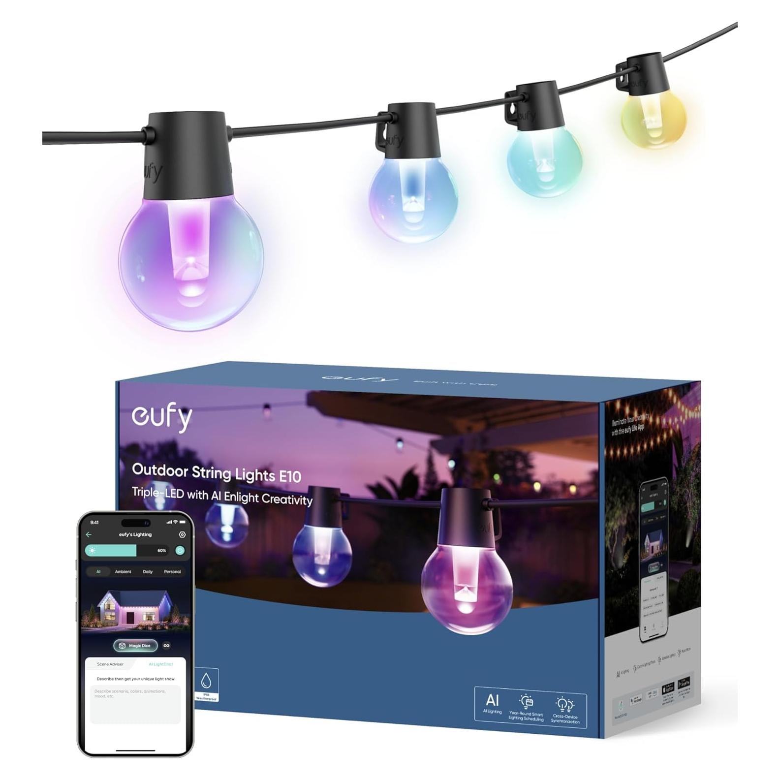 Luces de cadena exteriores Eufy E10 30m 30 bombillas LED RGBWW