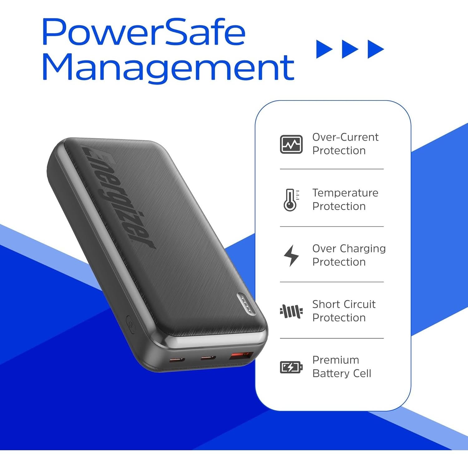 Cargador Portátil Energizer 20000mAh Carga Rápida 22.5W