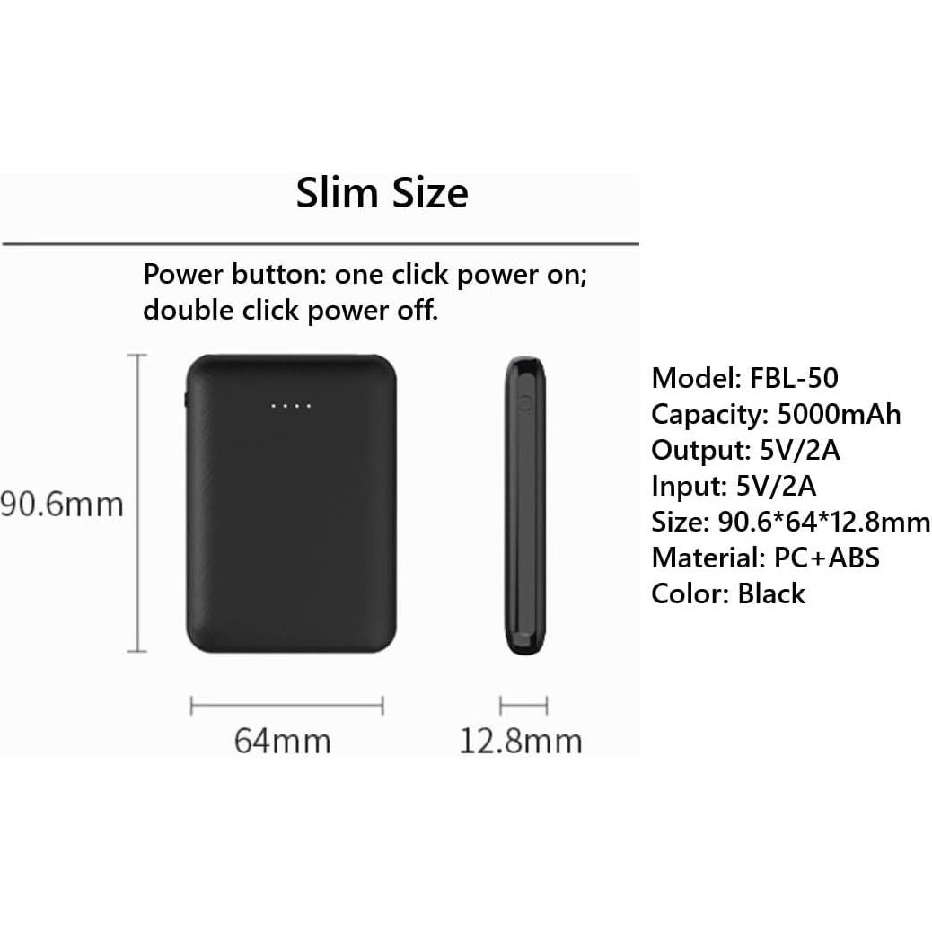 Cargador Portátil FIVO 5000mAh Power Bank con Funda y Gancho