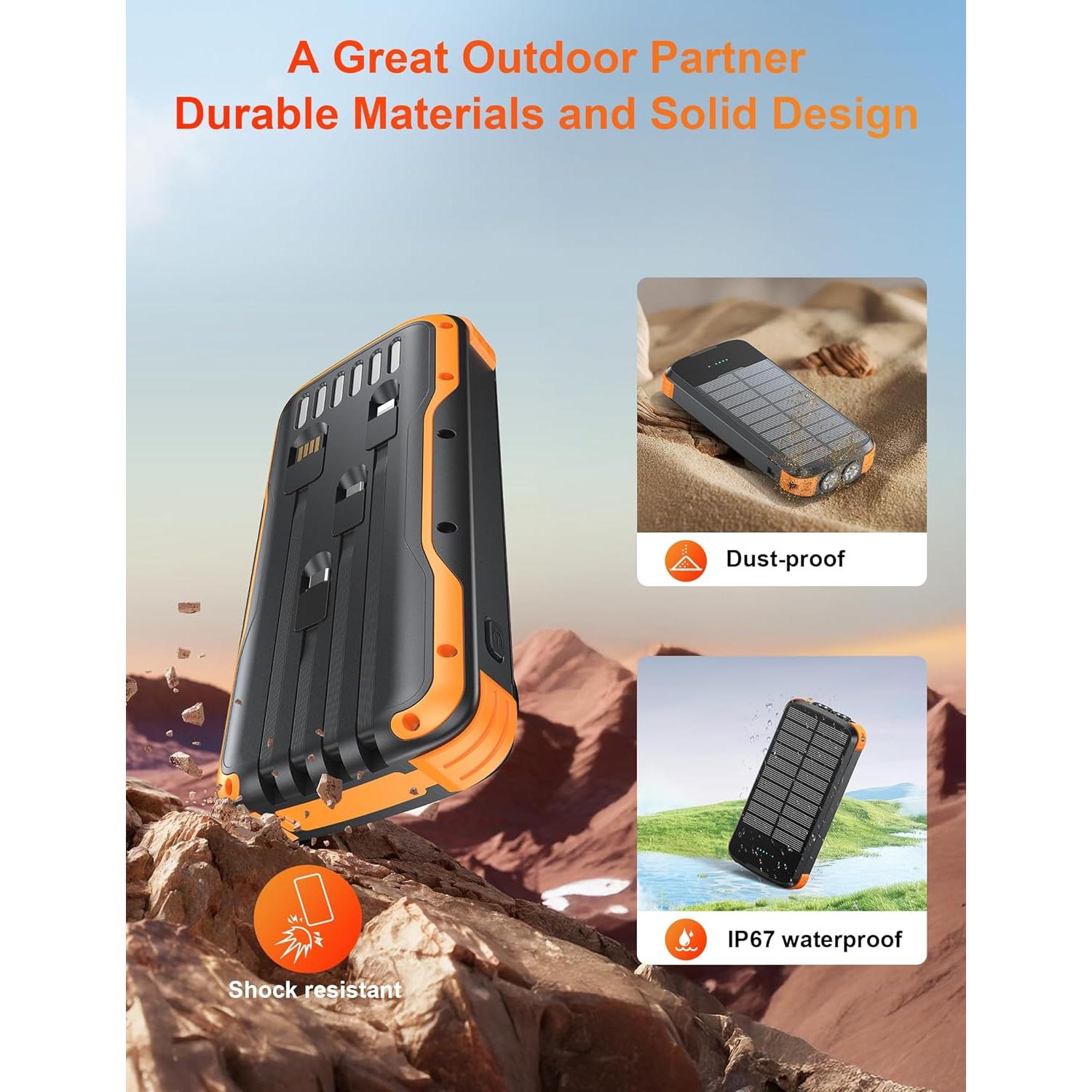 Banco de Energía Solar 40000mAh SOXONO Carga Rápida 20W