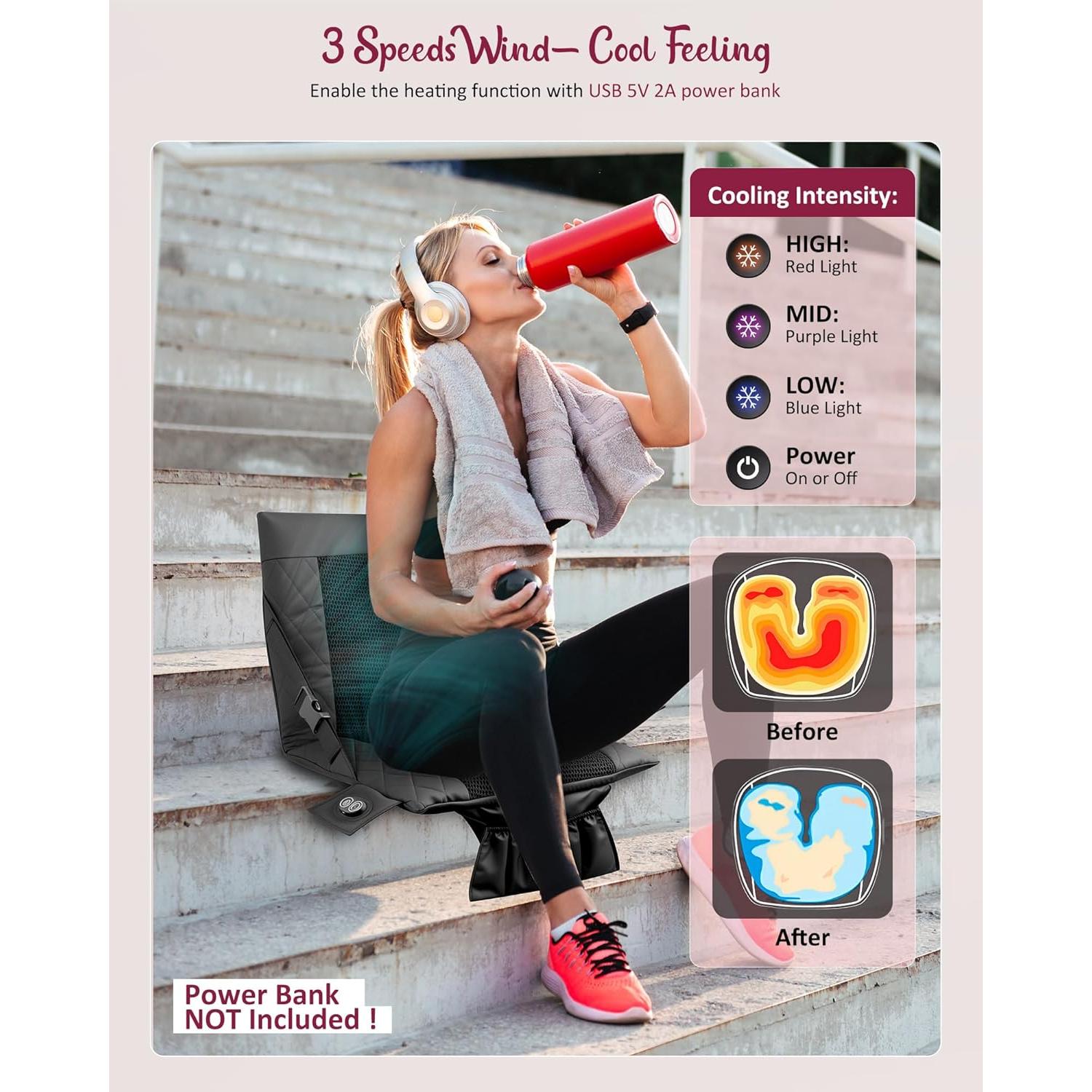 Silla de Estadio Refrigerante THERAZZAGGE con Ventilador USB