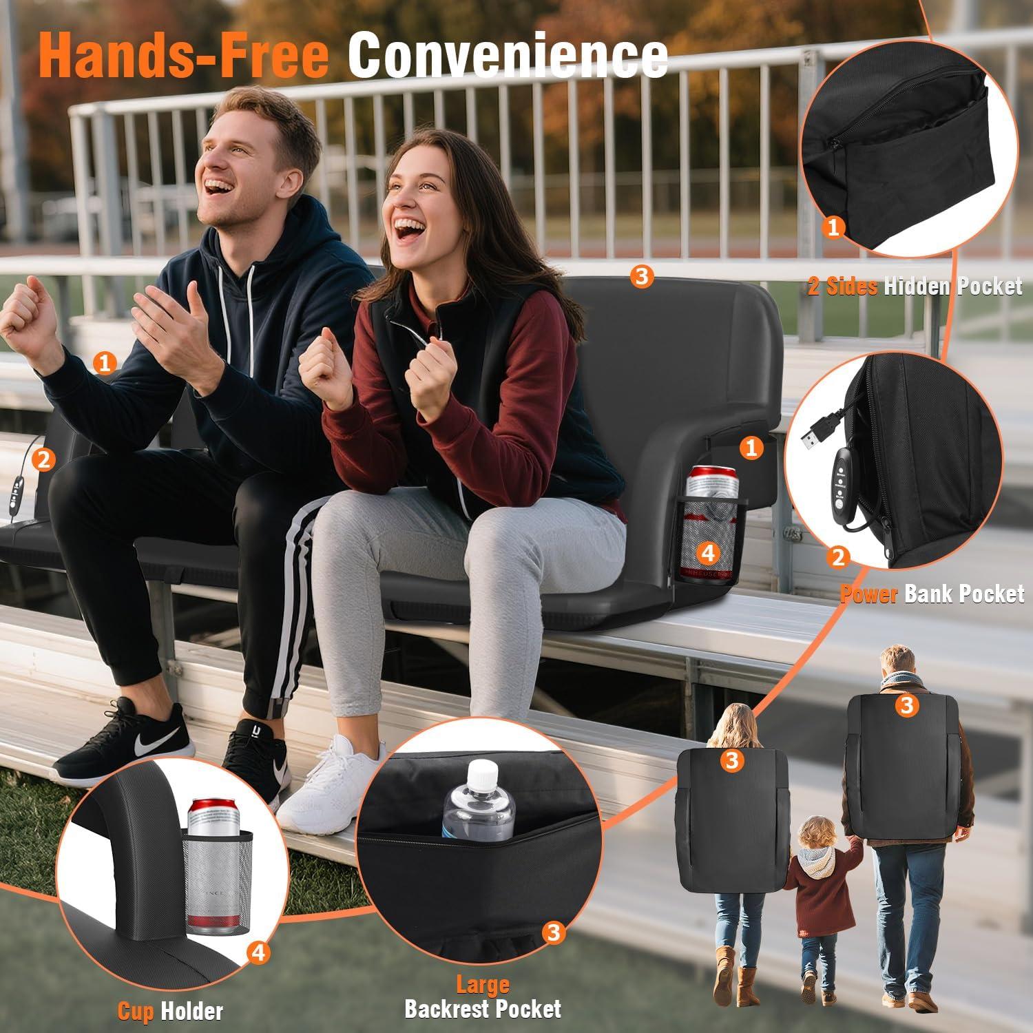 Suteck Asiento de Estadio Calentado Doble Lado 25" Negro