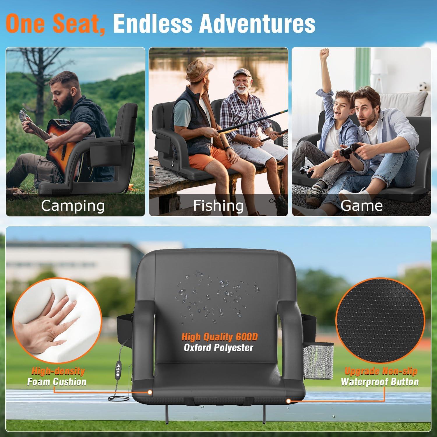 Suteck Asiento de Estadio Calentado Doble Lado 25" Negro