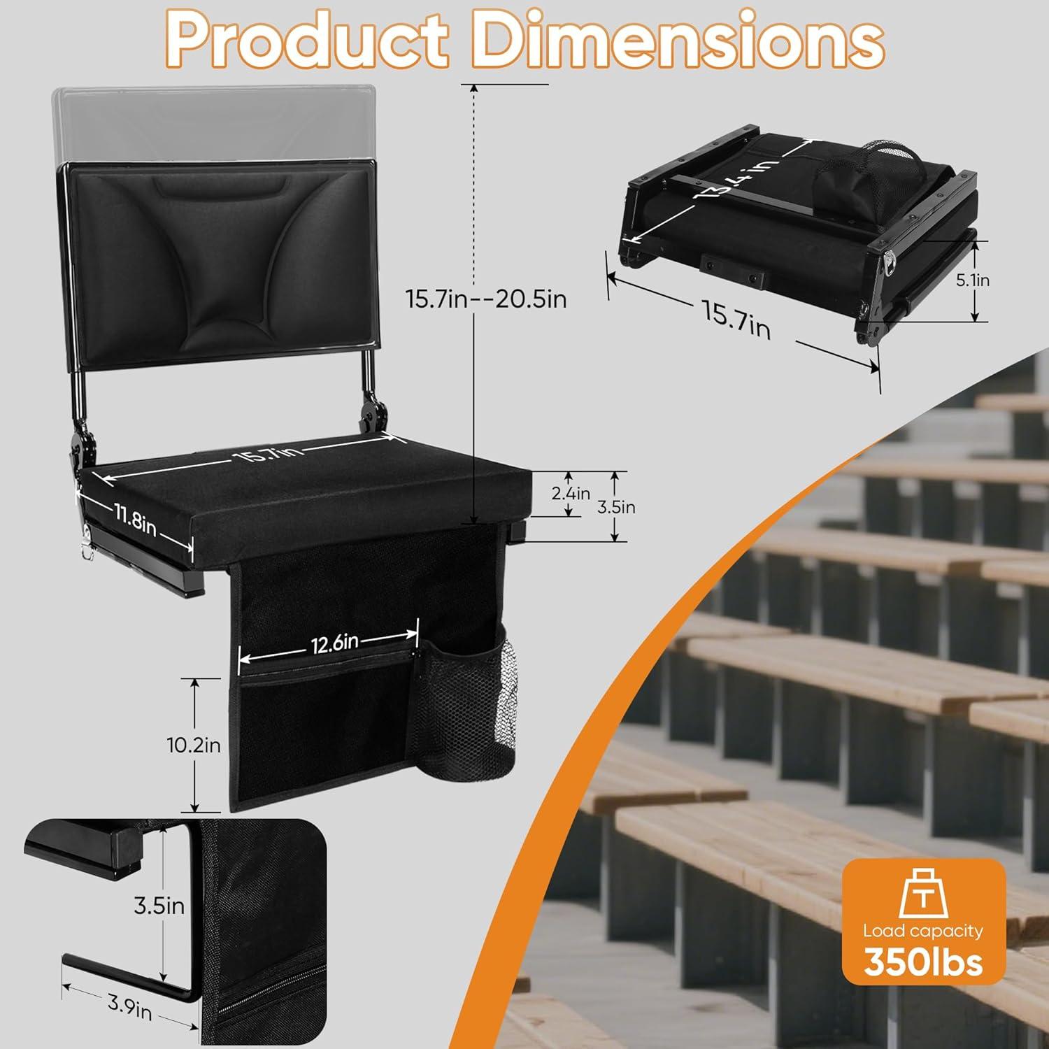 Asiento de Estadio Acolchado Veook DHKTY - Respaldo Ajustable, Portavasos, 3.2 kg