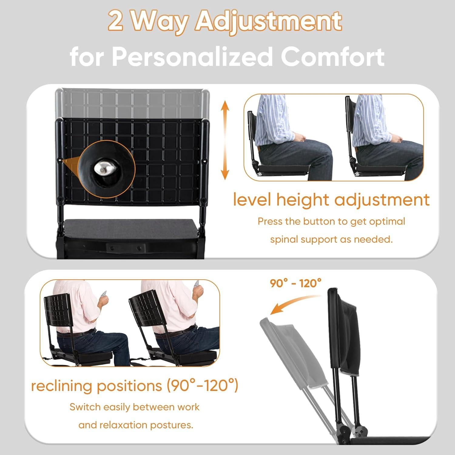 Asiento de Estadio Acolchado Veook DHKTY - Respaldo Ajustable, Portavasos, 3.2 kg