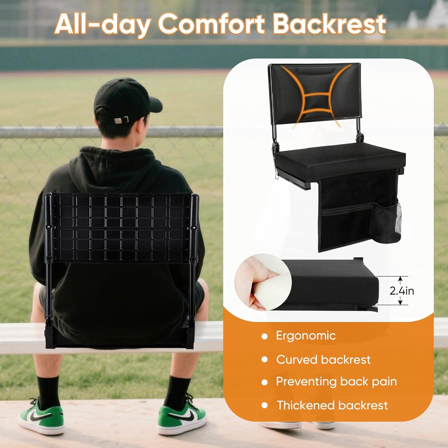 Asiento de Estadio Acolchado Veook DHKTY - Respaldo Ajustable, Portavasos, 3.2 kg