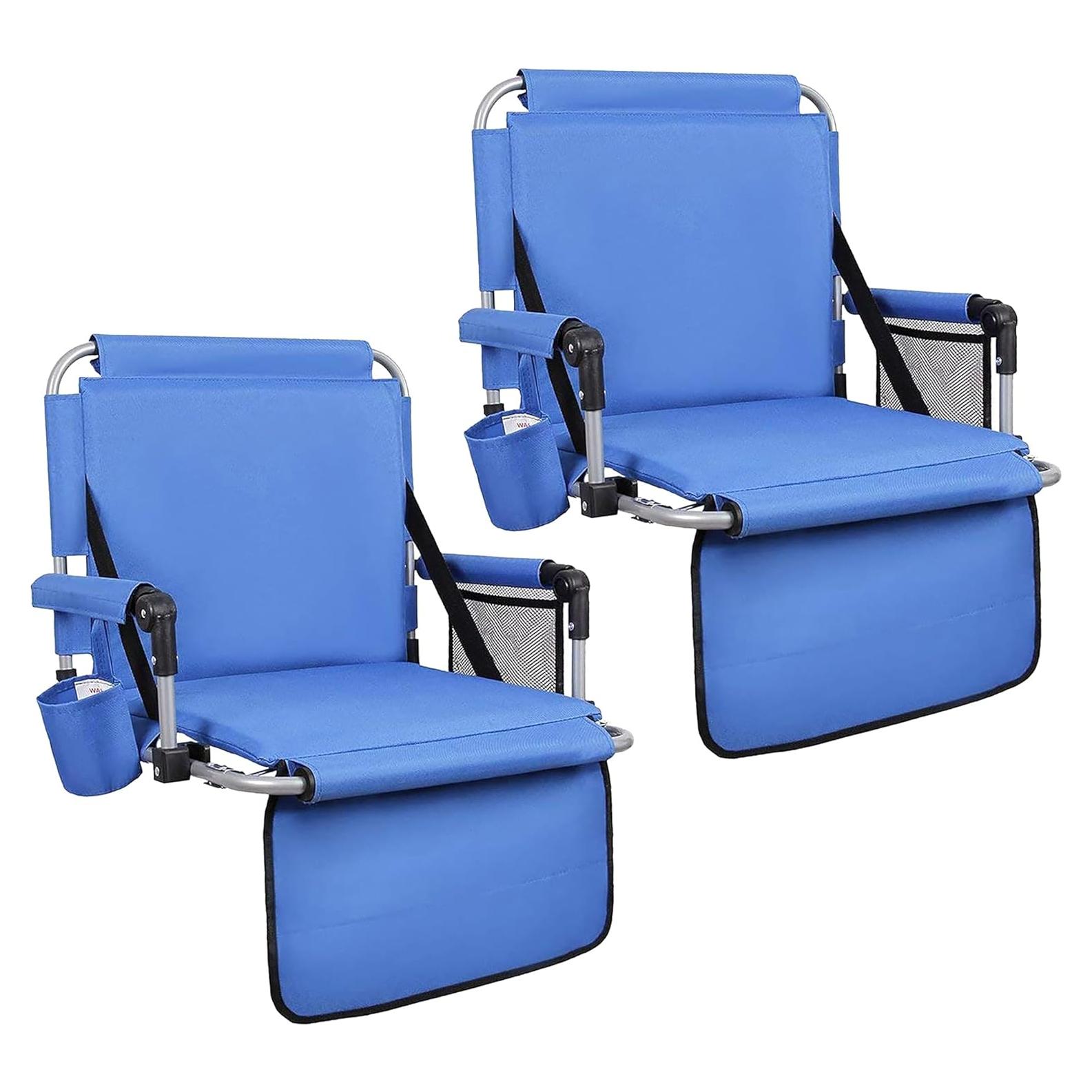 Silla Plegable Acolchada ALPHA CAMP Azul con Reposabrazos