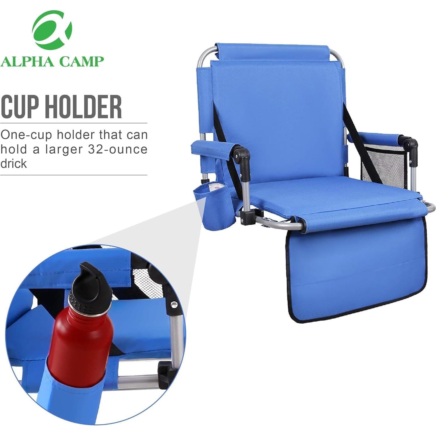 Silla Plegable Acolchada ALPHA CAMP Azul con Reposabrazos