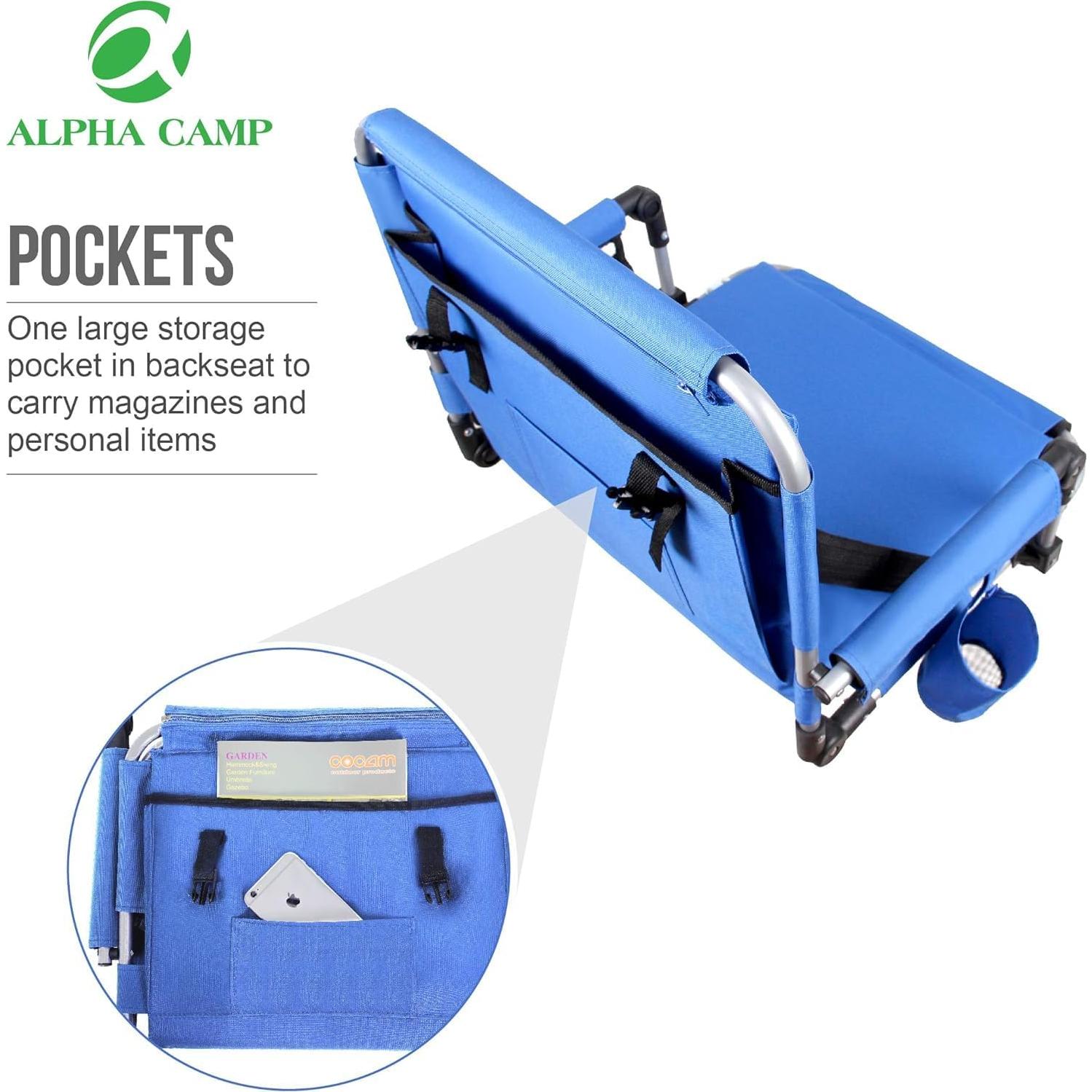 Silla Plegable Acolchada ALPHA CAMP Azul con Reposabrazos