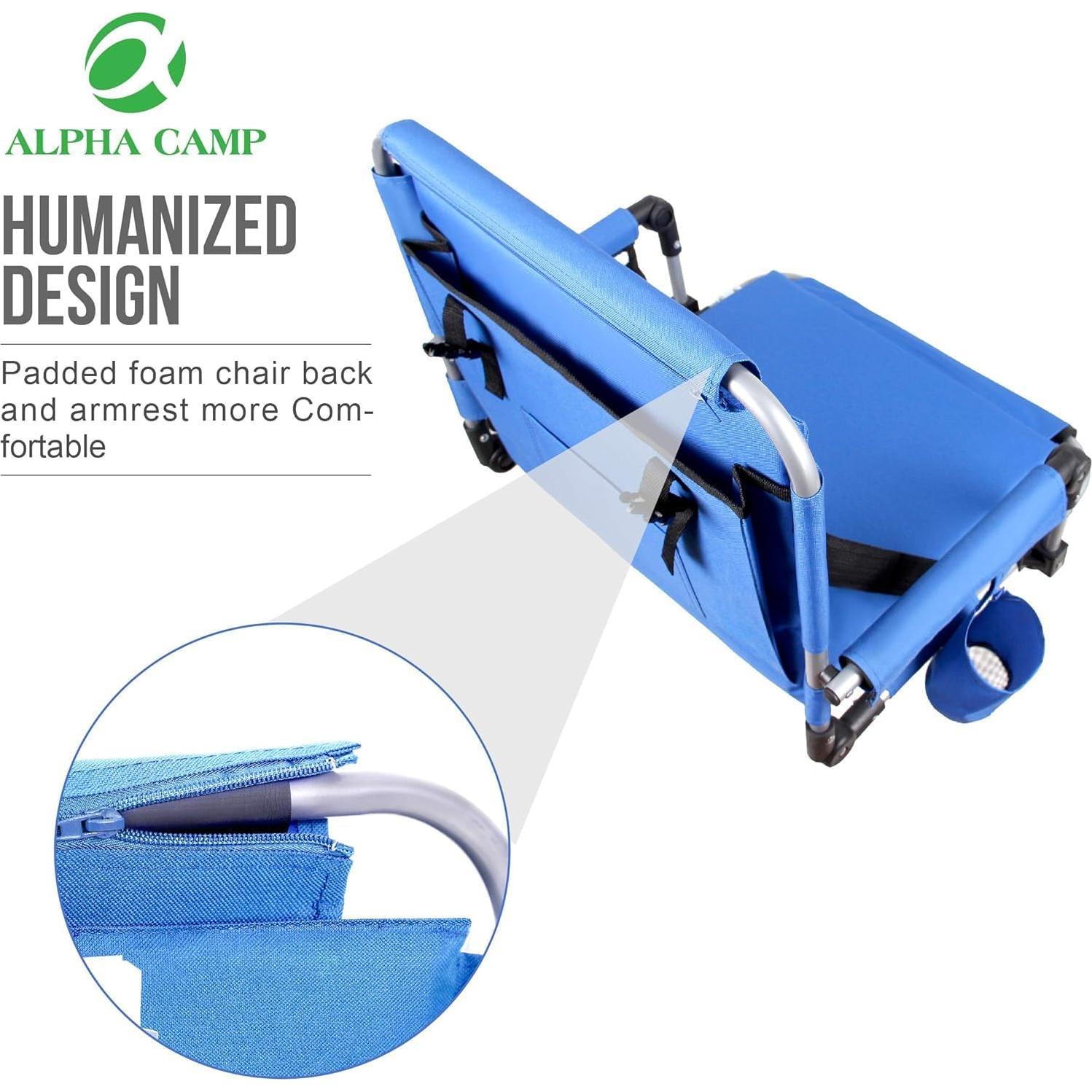 Silla Plegable Acolchada ALPHA CAMP Azul con Reposabrazos