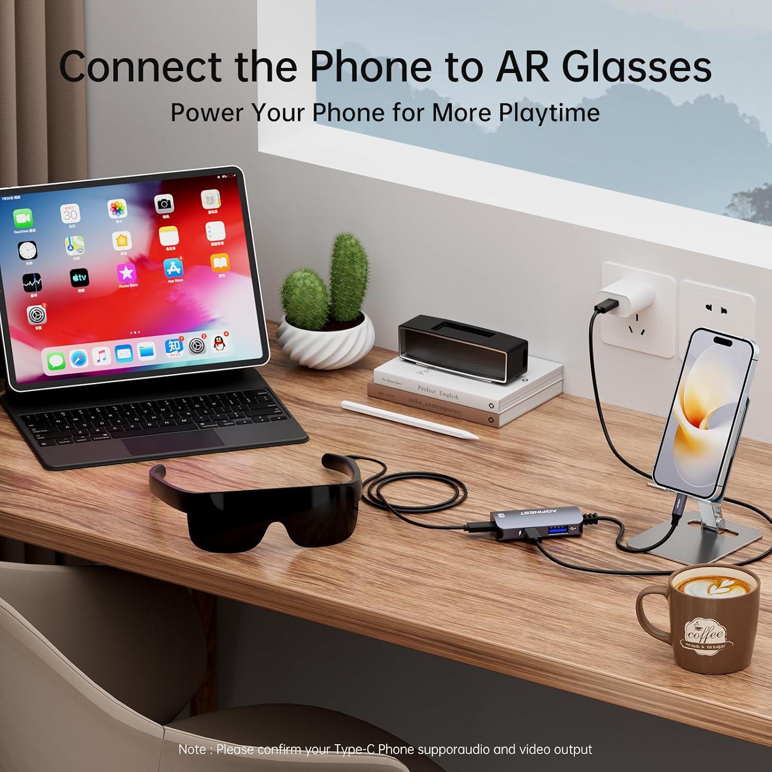 Adaptador USB C a Gafas AR AGFINEST 4K 60Hz PD 100W