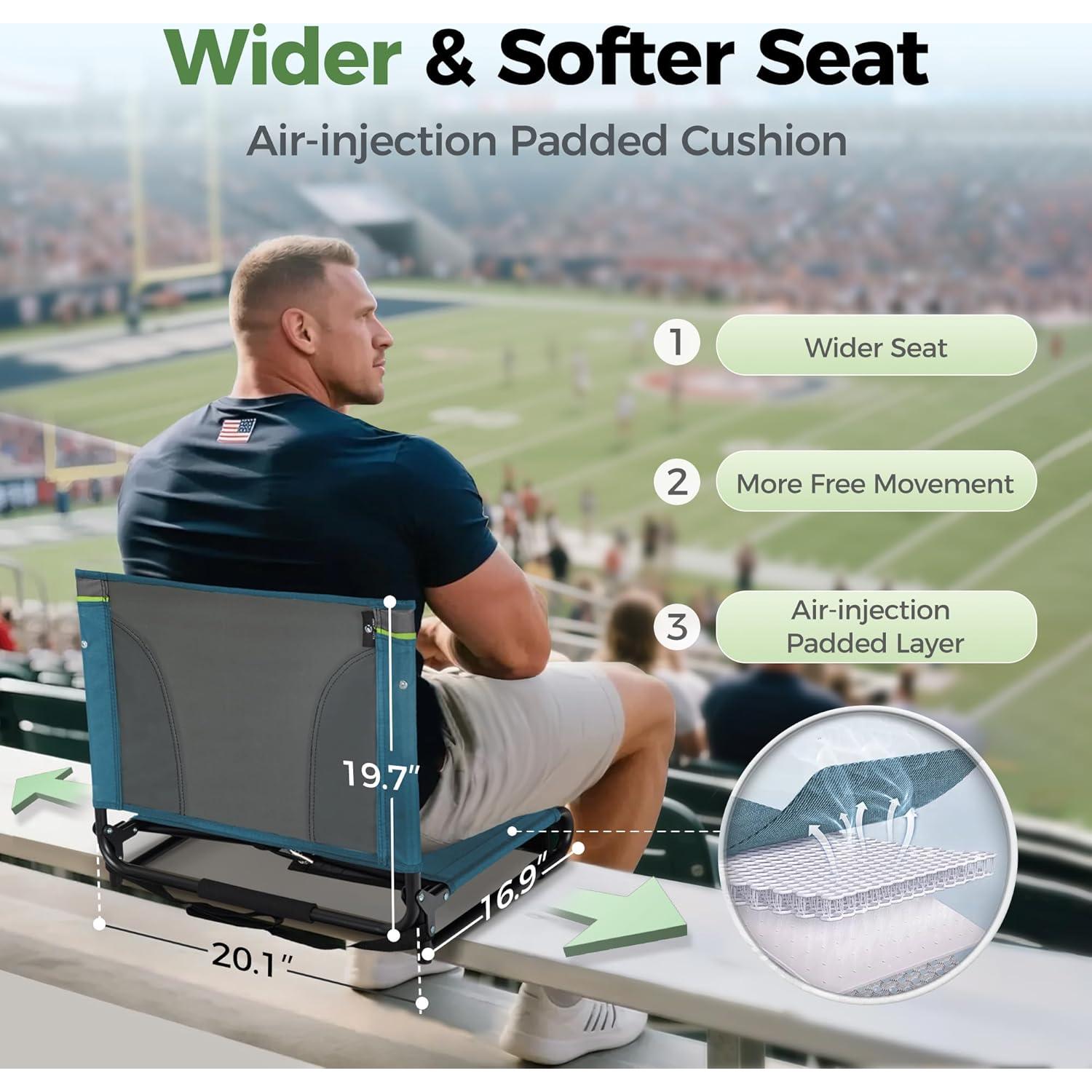 Silla de Estadio Plegable GREEN PARTY Extra Ancha 50.8 cm