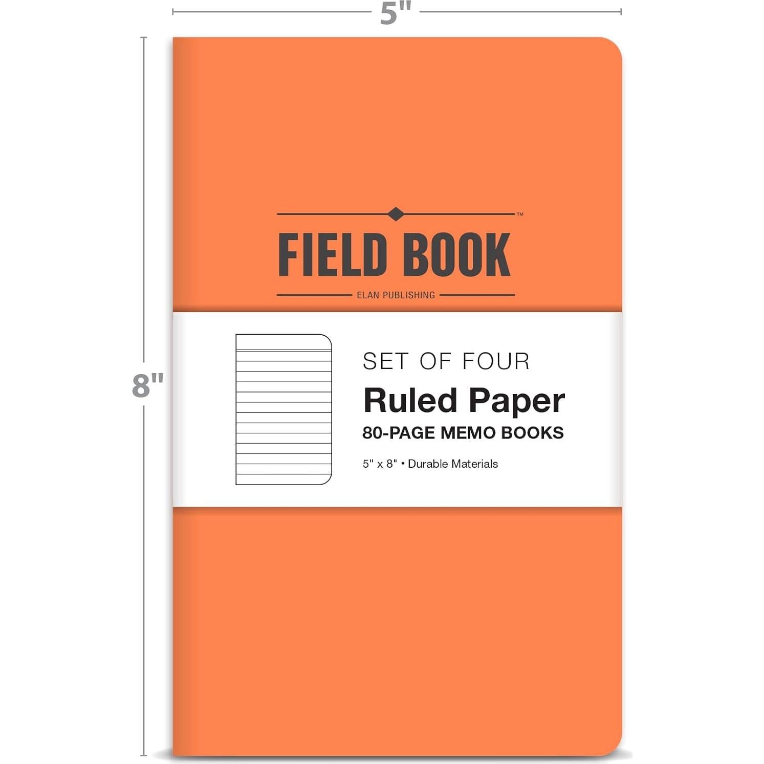 Cuaderno de Campo Elan Publishing 5x8" Naranja - Paquete de 4