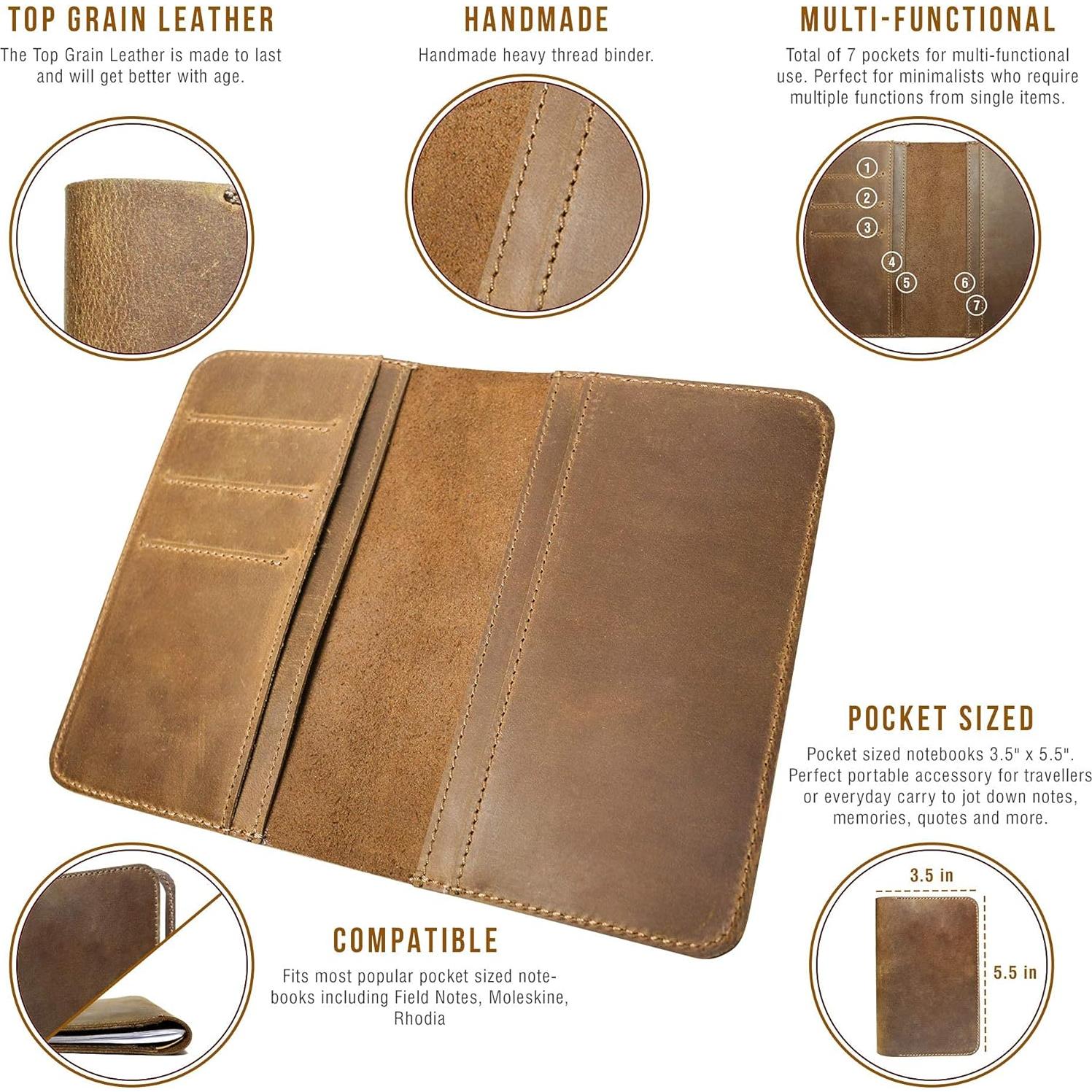 Cubierta de Cuaderno de Cuero Jack's Point Pocket Marrón