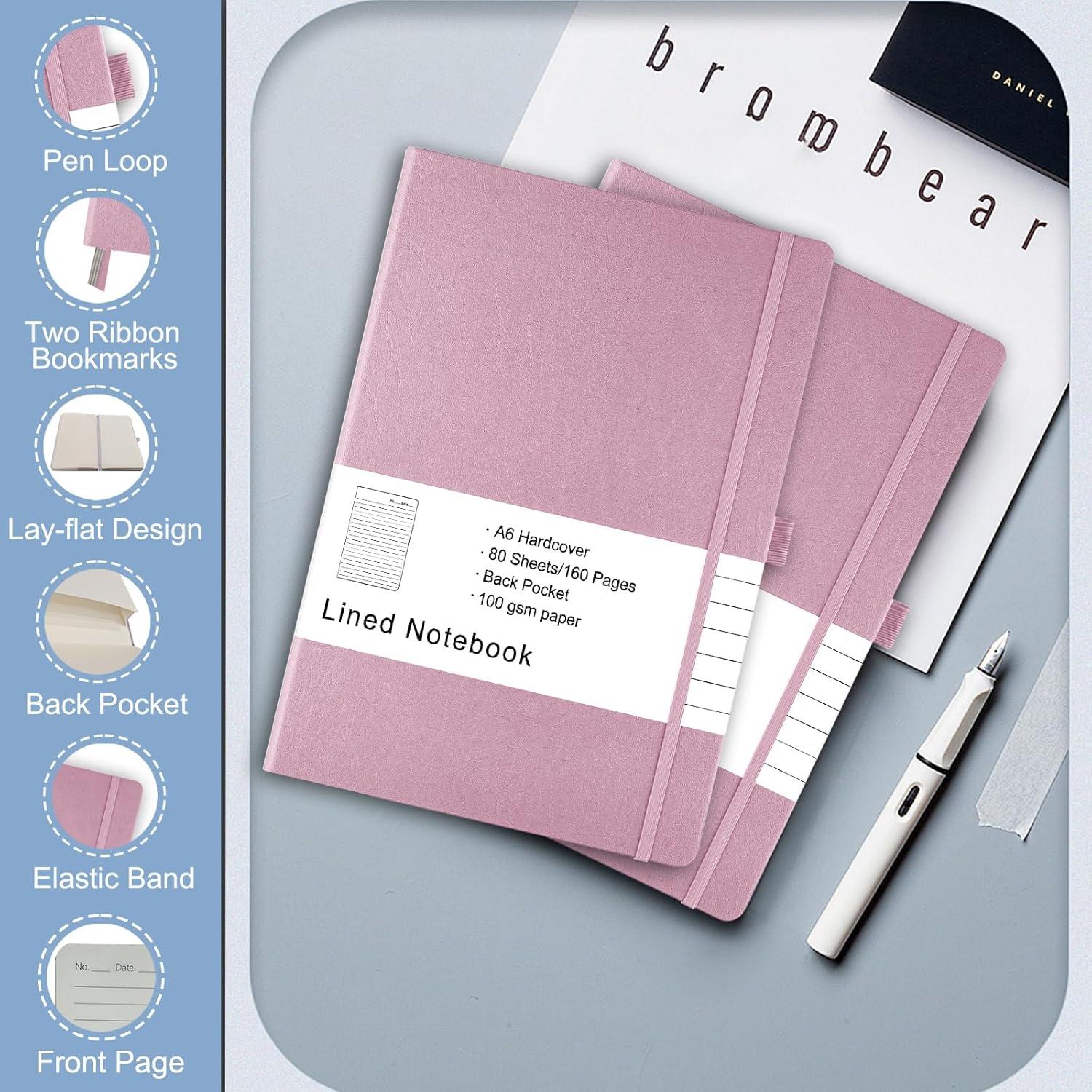 Paquete de 2 Cuadernos A6 HAO&Q Rayados Tapa Dura Lavanda