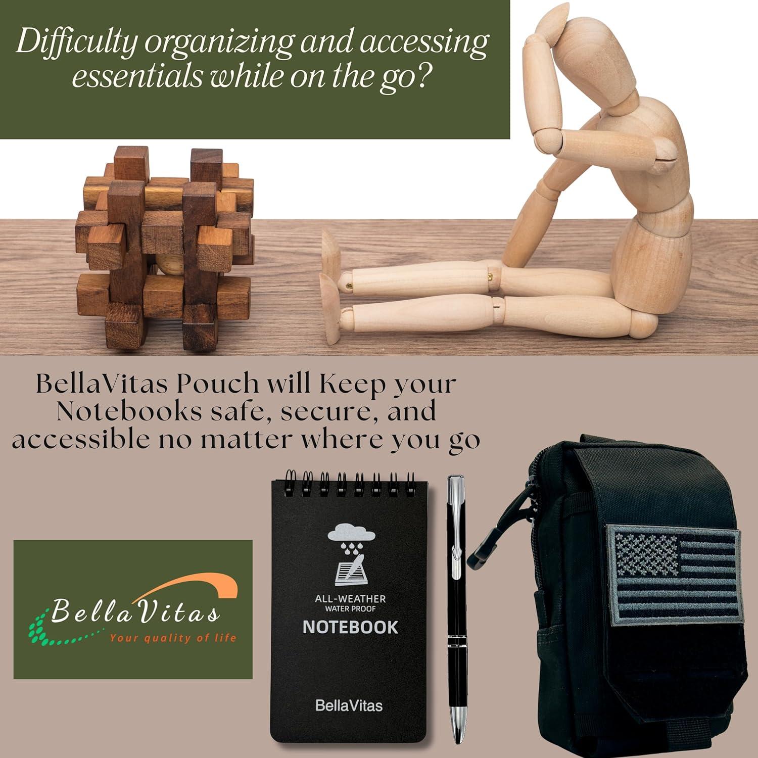 Juego de Cuadernos Impermeables 3x5 BellaVitas con Funda Táctica