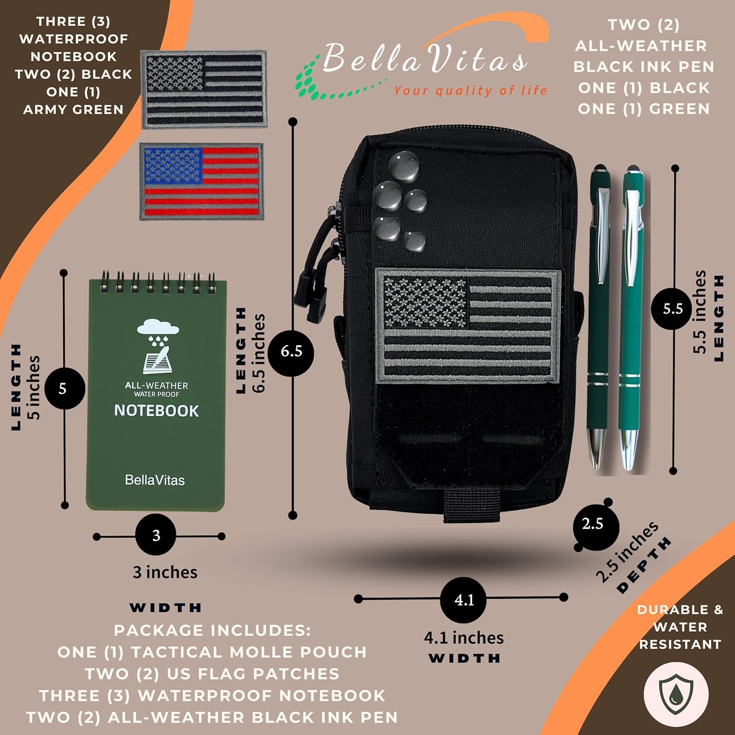 Juego de Cuadernos Impermeables 3x5 BellaVitas con Funda Táctica