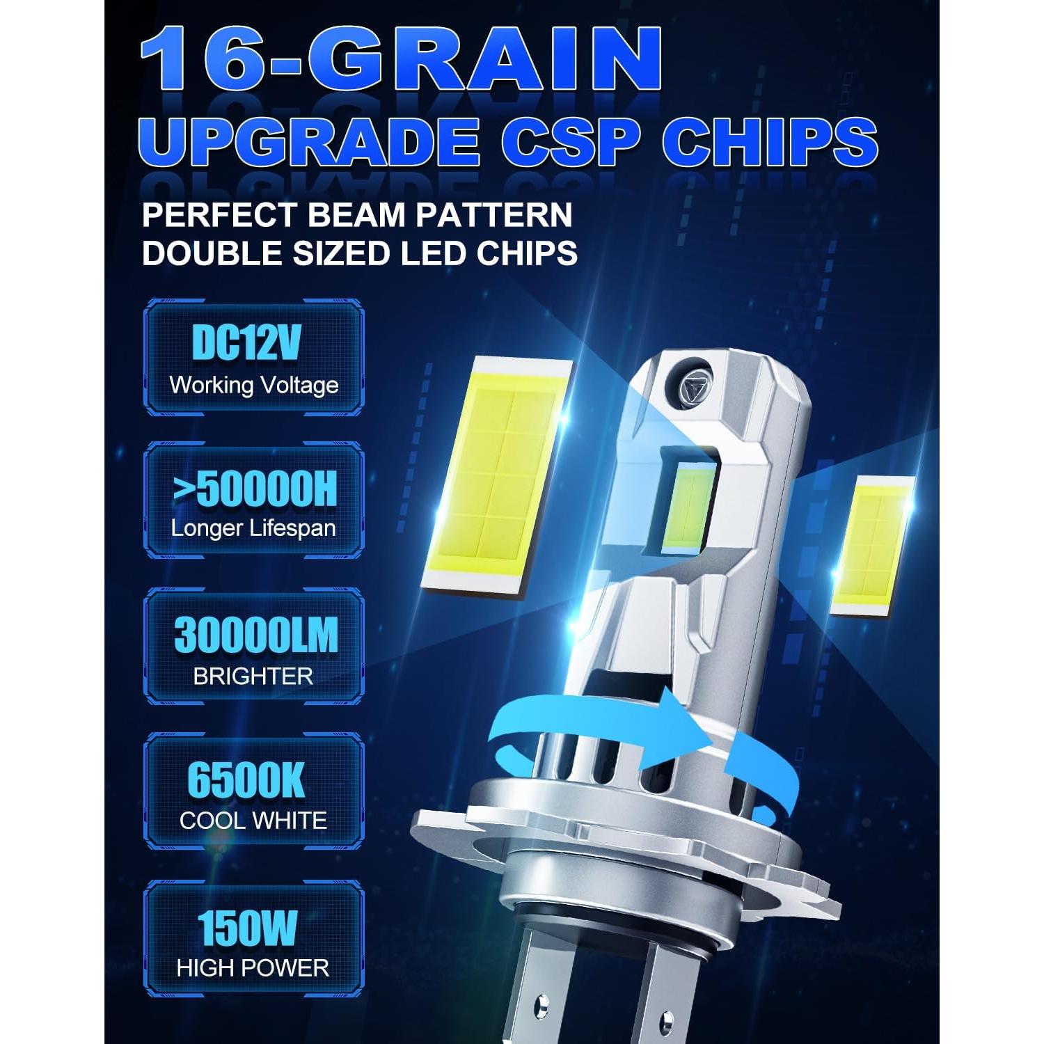 Bombillas H7 NOVCAPAR 30,000 Lúmenes 6500K IP68 Paquete de 2