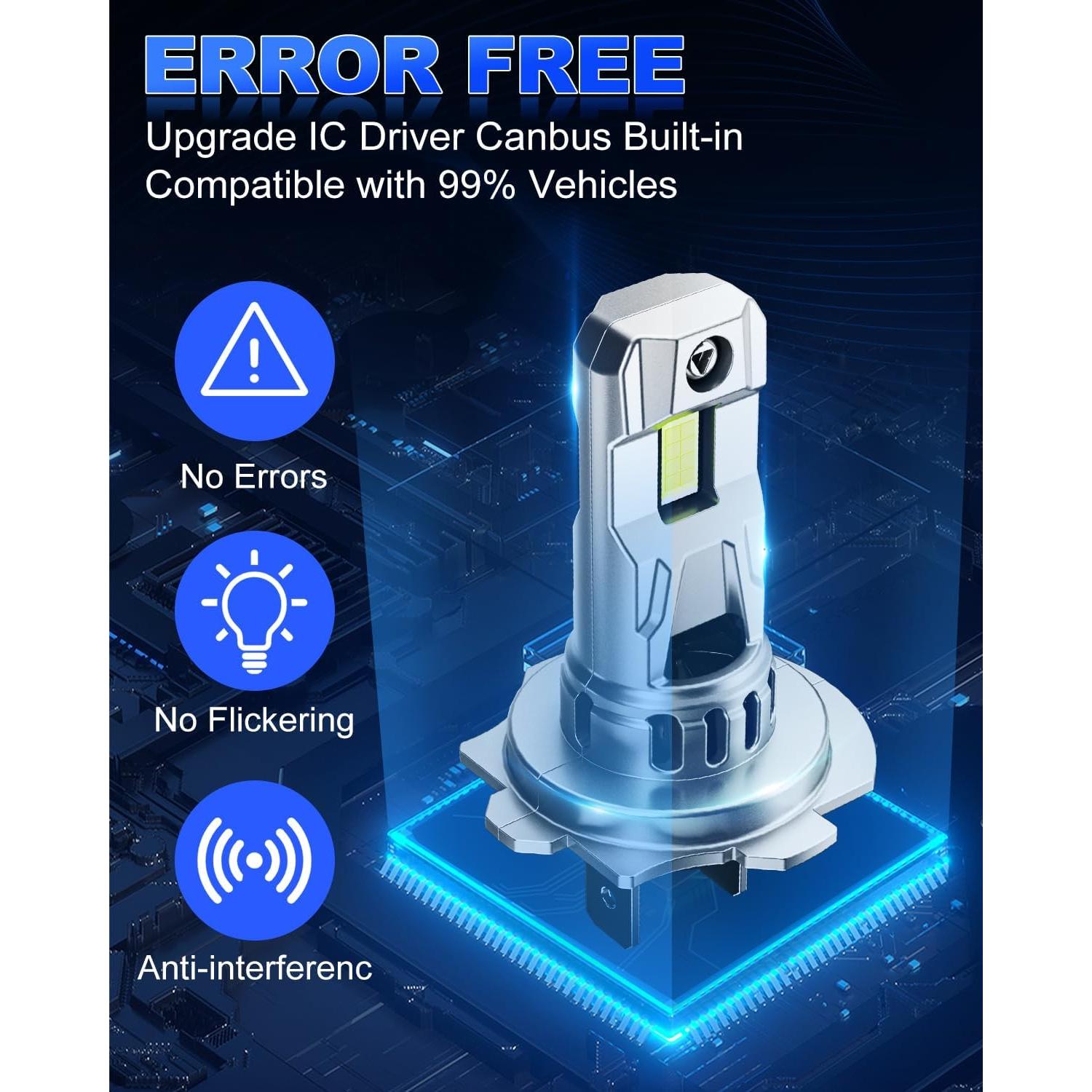 Bombillas H7 NOVCAPAR 30,000 Lúmenes 6500K IP68 Paquete de 2