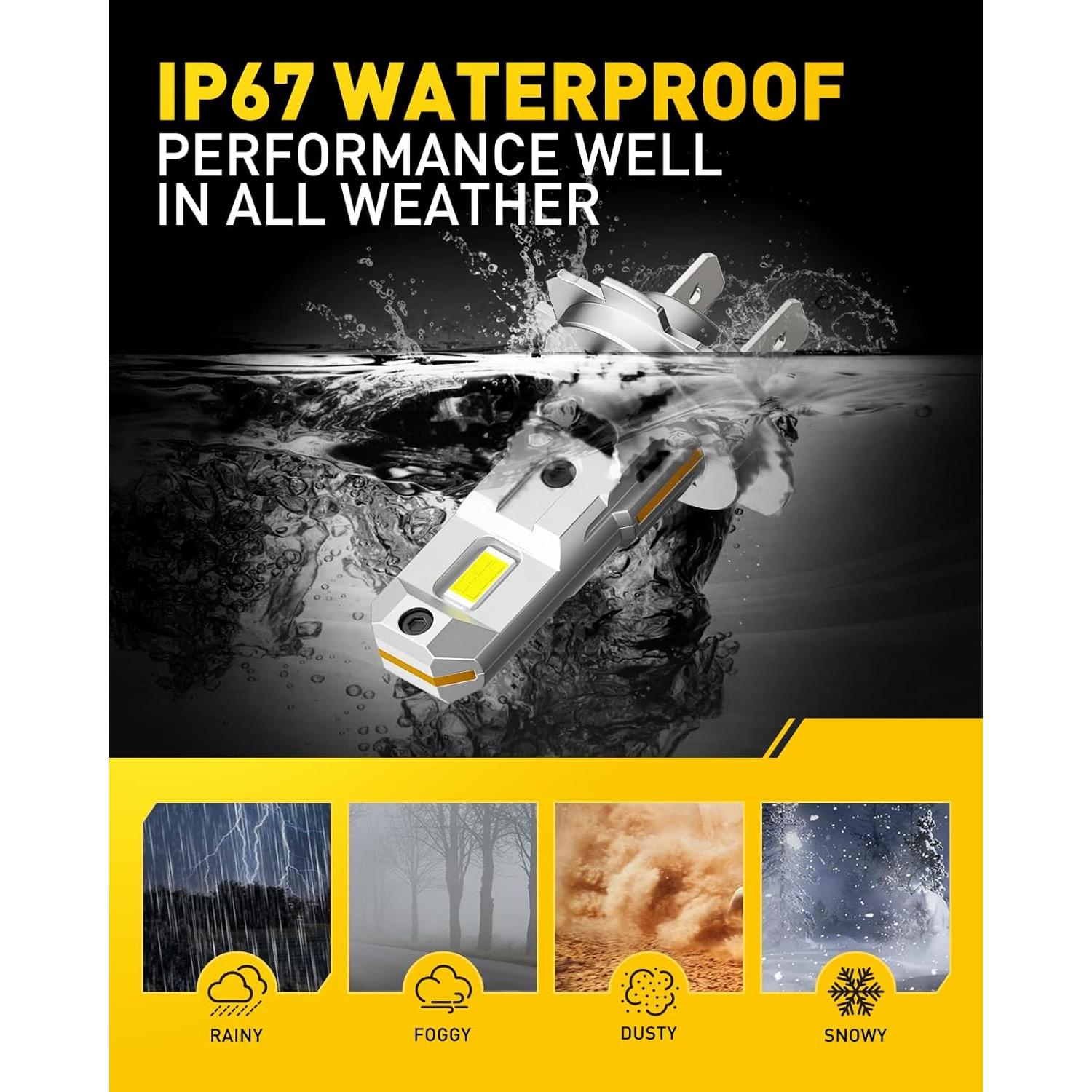 Bombillas de Niebla LED AUXITO H7 6500K 500% Más Brillantes - Paquete de 2