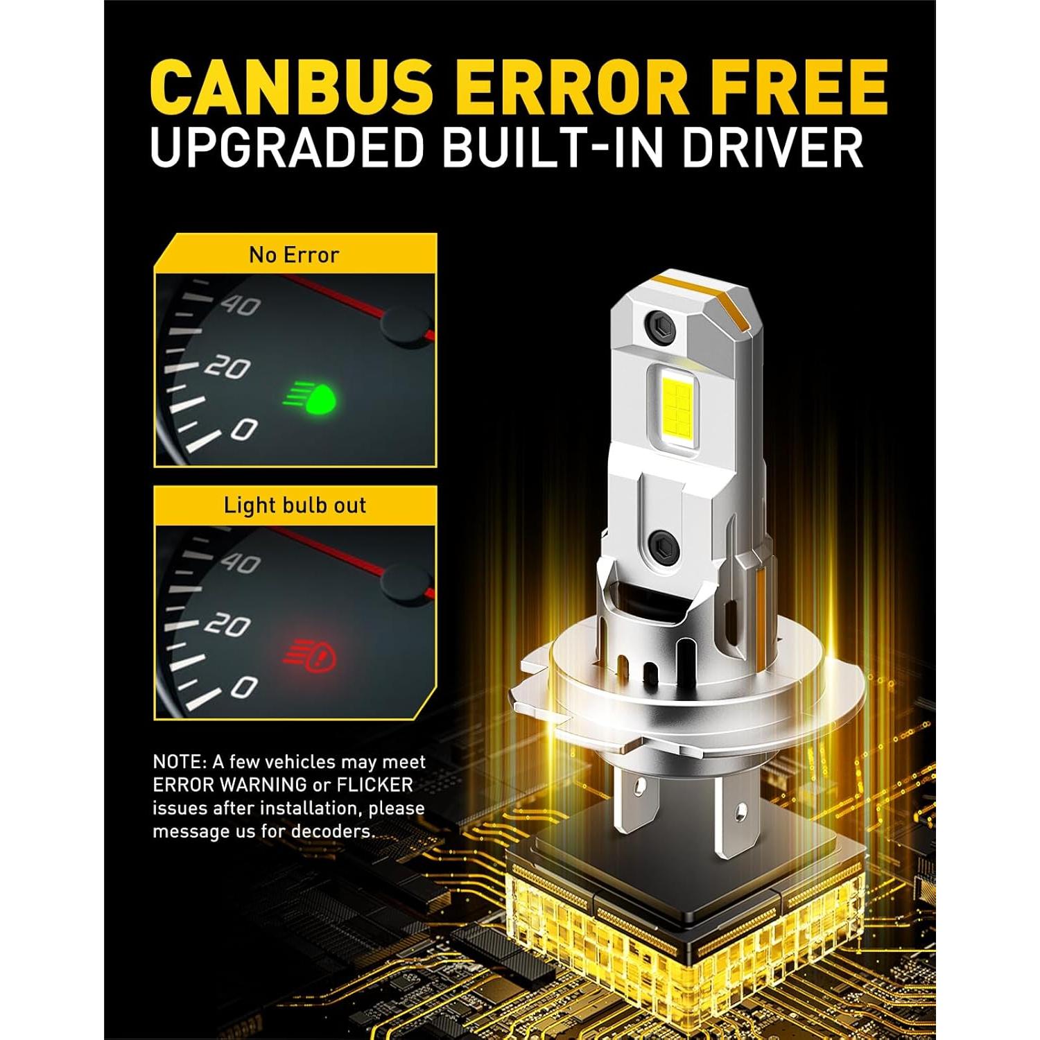 Bombillas de Niebla LED AUXITO H7 6500K 500% Más Brillantes - Paquete de 2