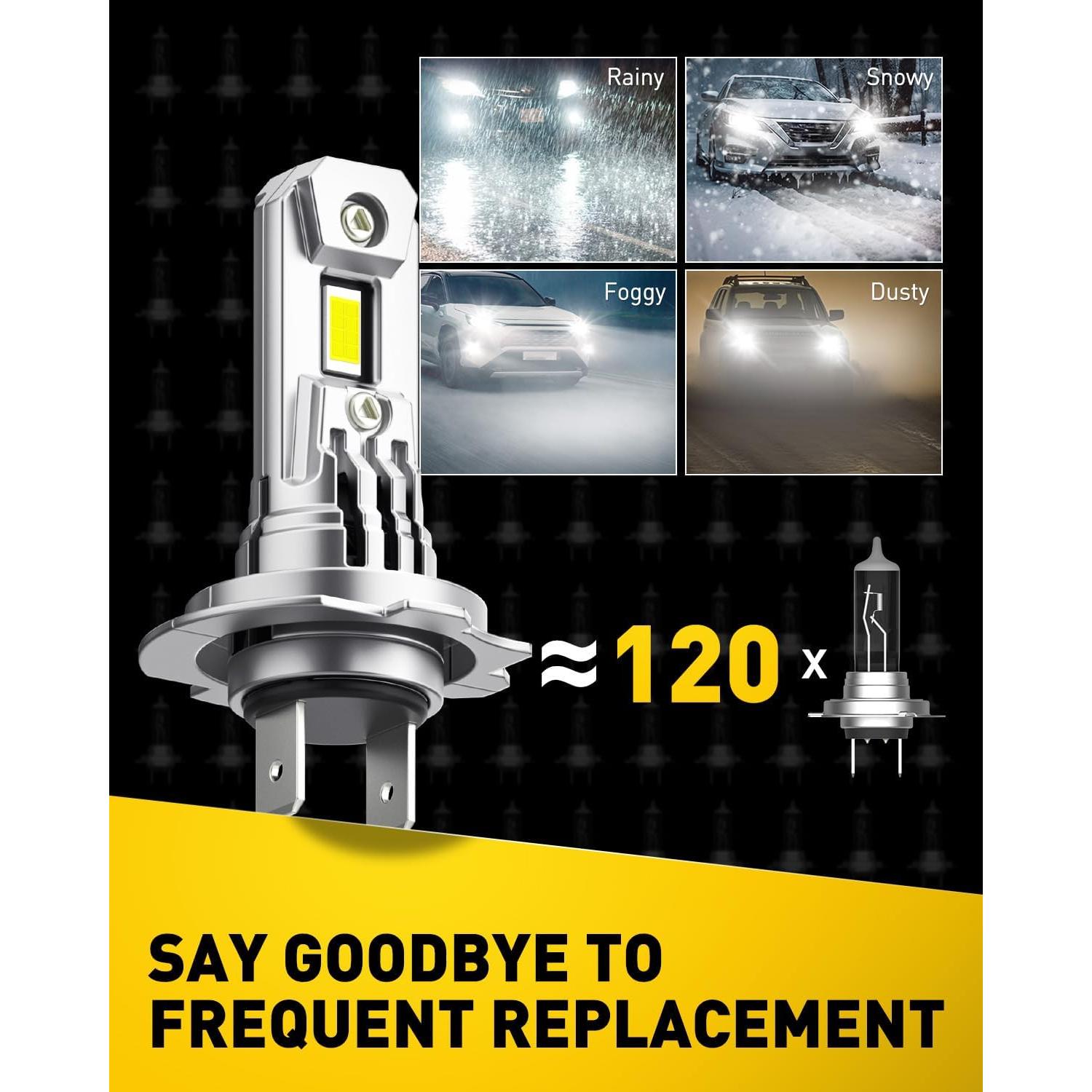 Bombillas LED H7 AUXITO 900% Brillo Ultra 6500K Paquete de 2