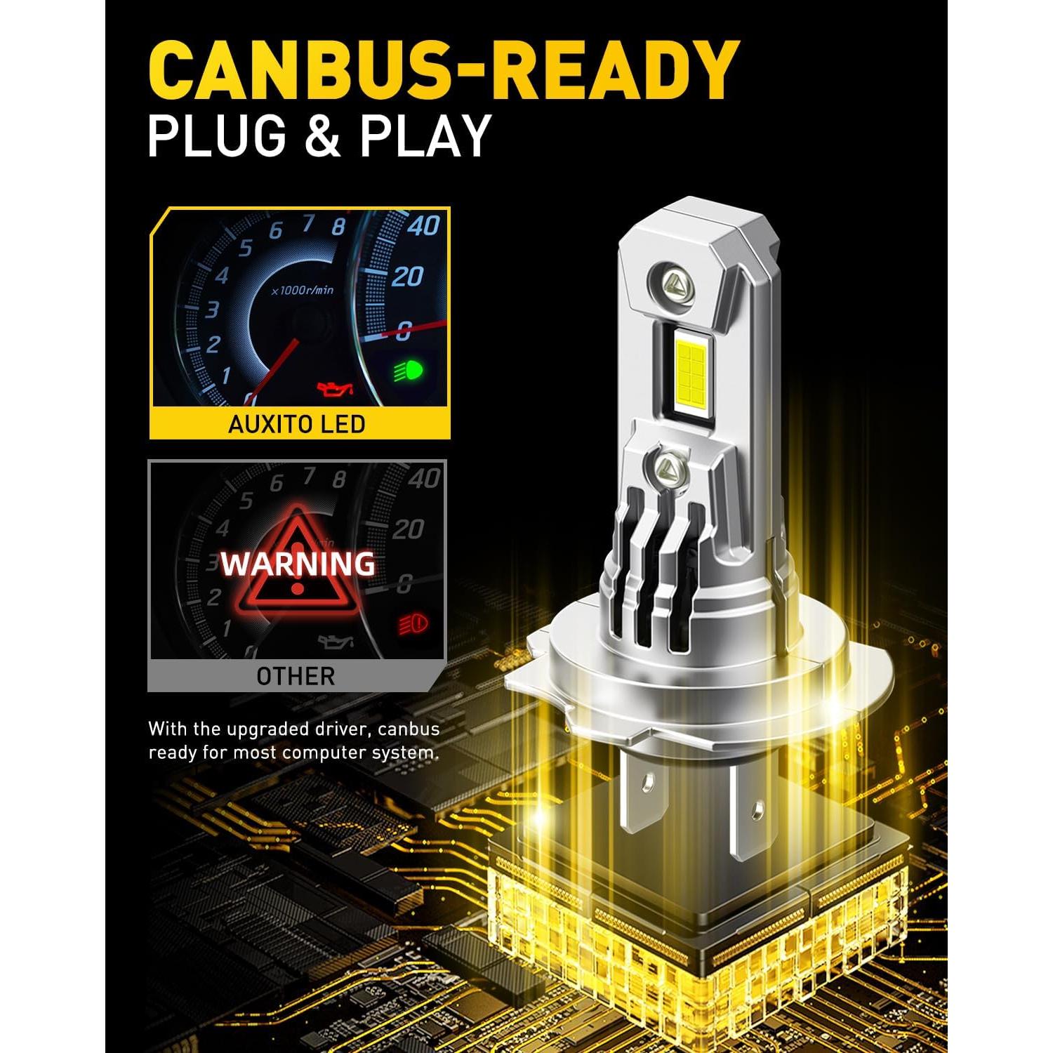 Bombillas LED H7 AUXITO 900% Brillo Ultra 6500K Paquete de 2