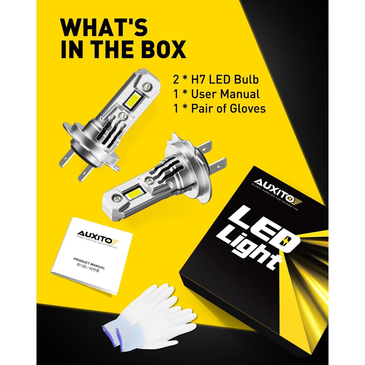 Bombillas LED H7 AUXITO 900% Brillo Ultra 6500K Paquete de 2