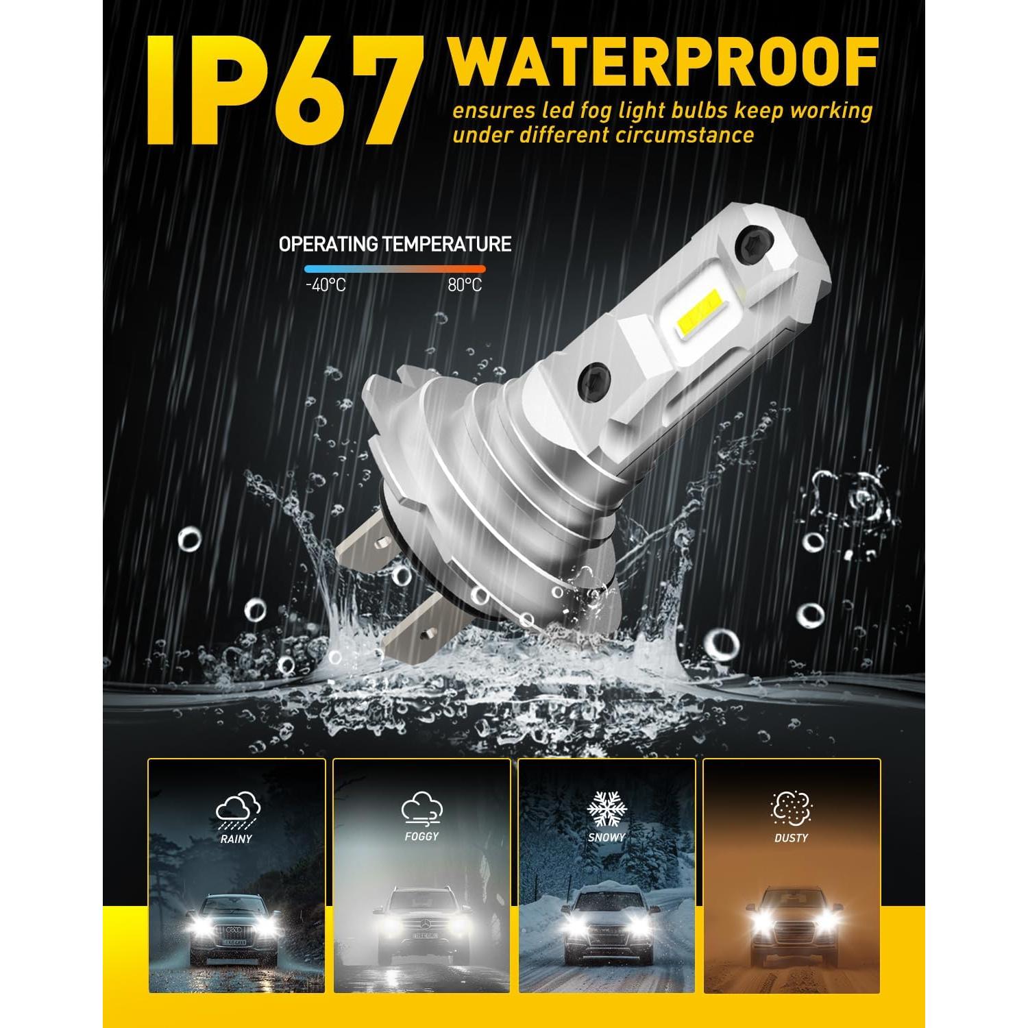 Bombillas LED H7 AUXITO 6500K Ultra Brillantes - Paquete de 2