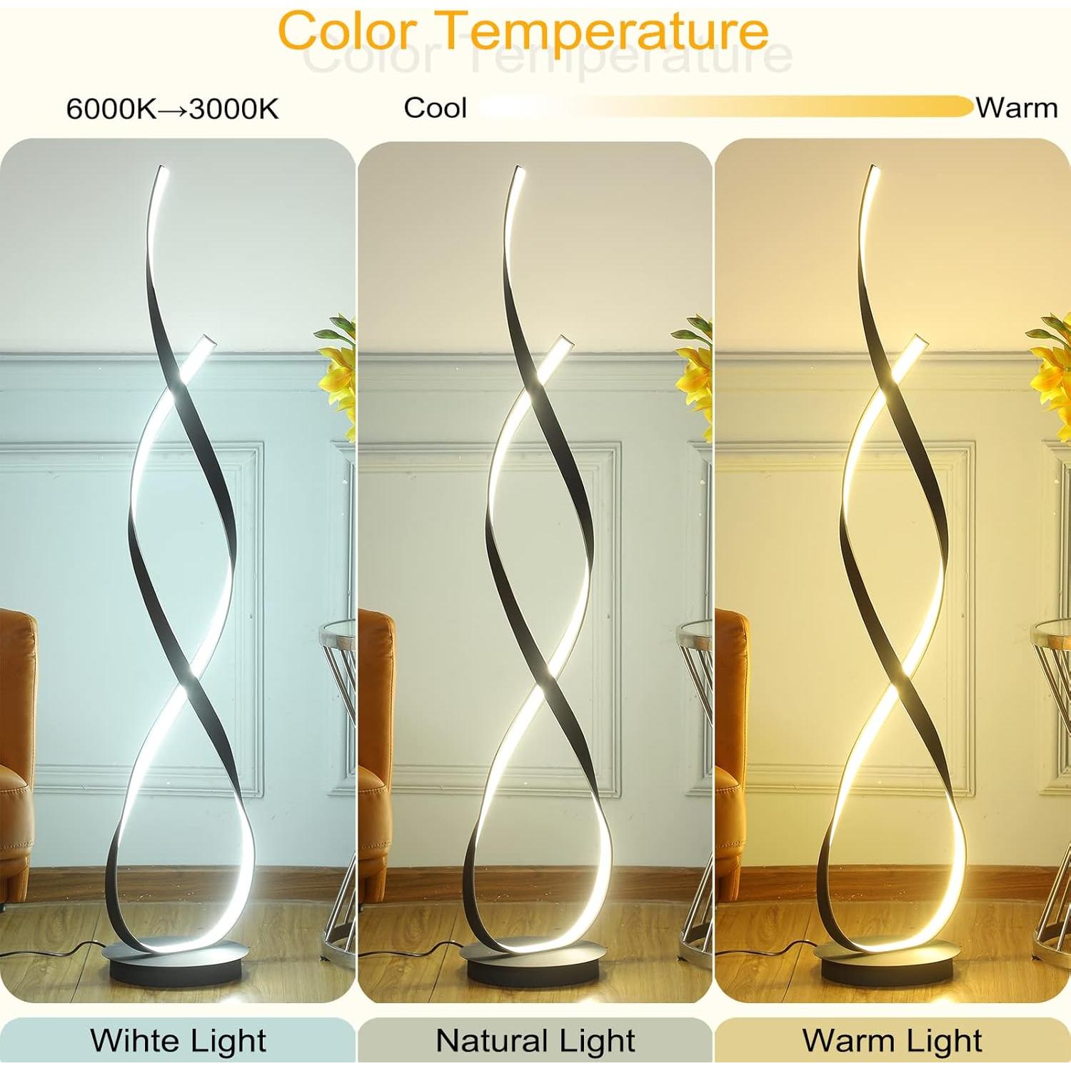 Lámpara de Pie LED 40W 4000LM ALW Negra 138cm Control Remoto