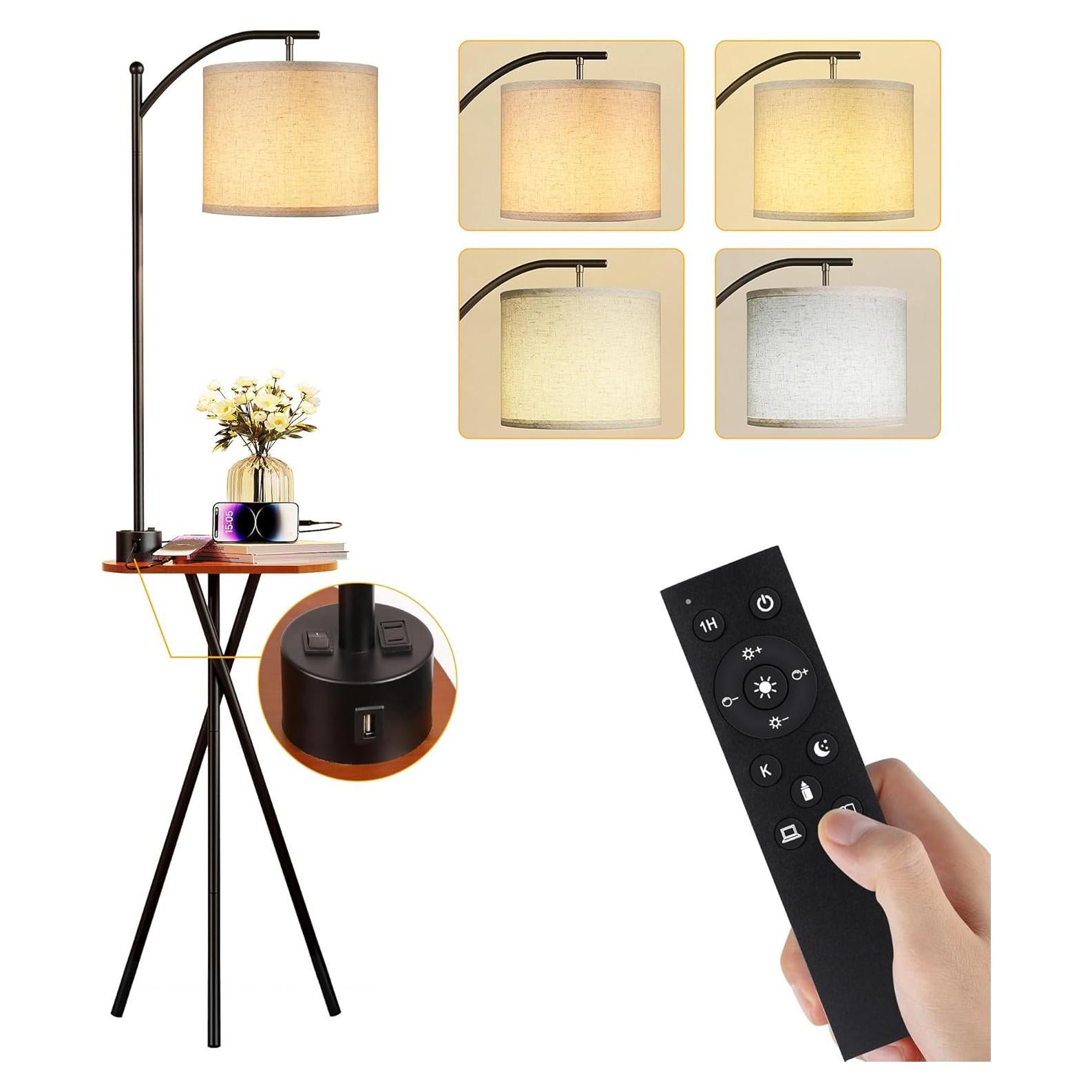 Lámpara de Pie ROTTOGOON con Mesa y Control Remoto, 4 Colores