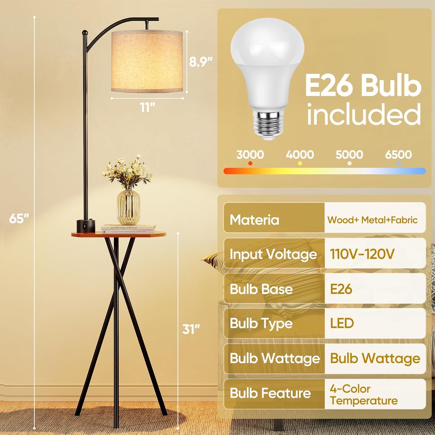 Lámpara de Pie ROTTOGOON con Mesa y Control Remoto, 4 Colores