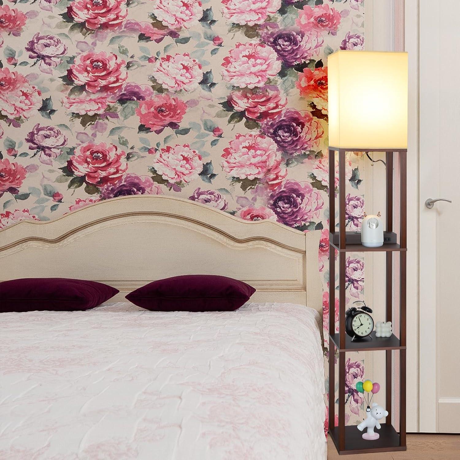 Lámpara de Pie Mlambert con Cargador Inalámbrico y USB 3 Niveles