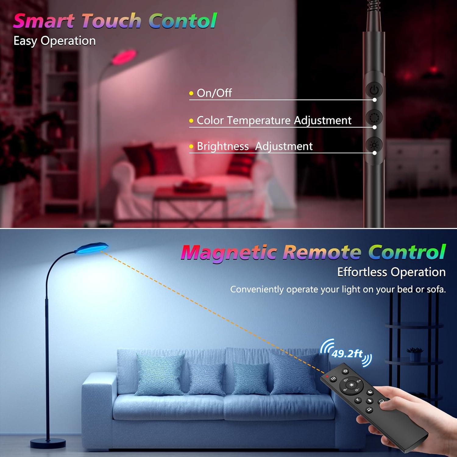Lámpara de Pie LED RGB PACOVY 18W Ajustable Control Remoto