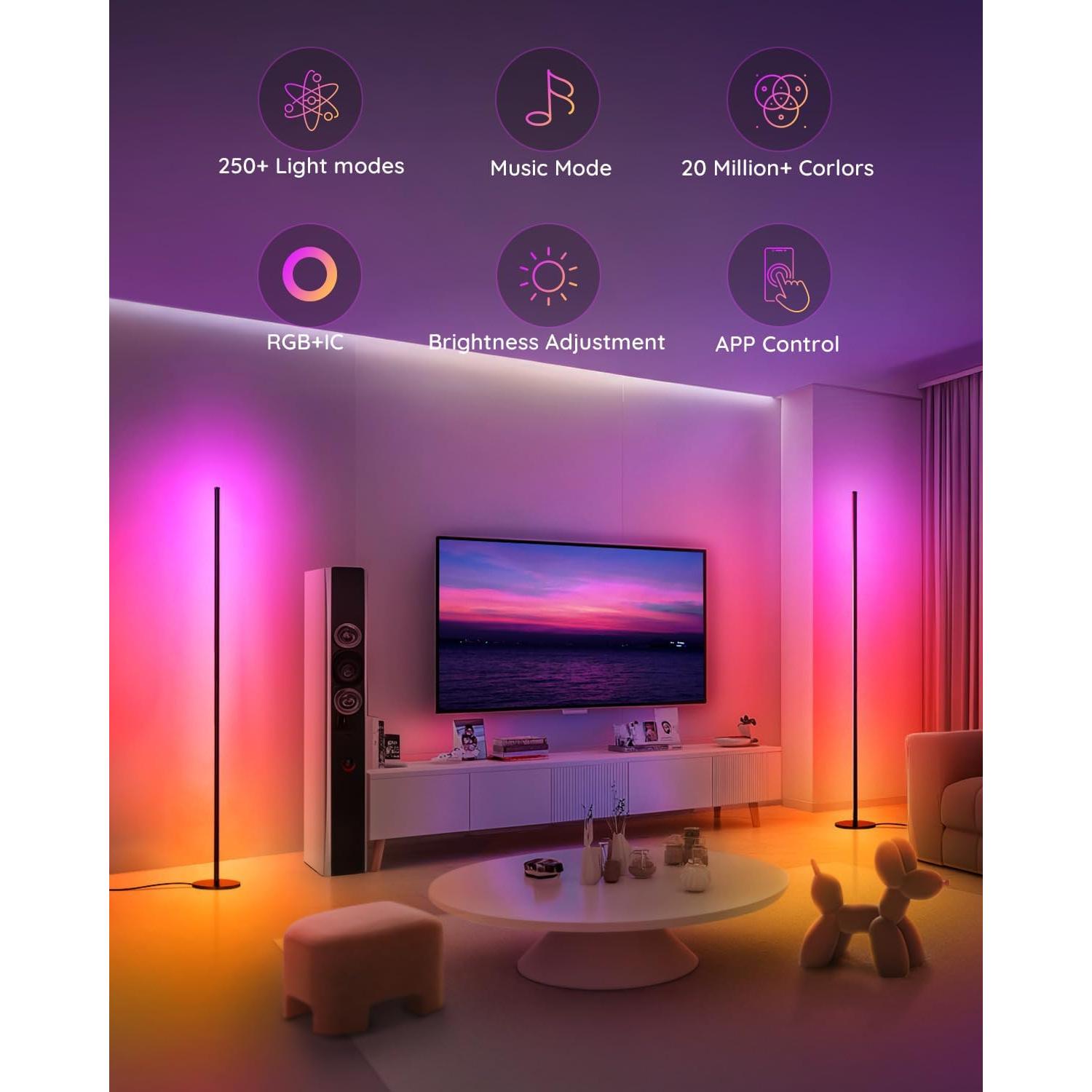 Lámpara de pie RGB Unionlux con control remoto y APP 127 cm