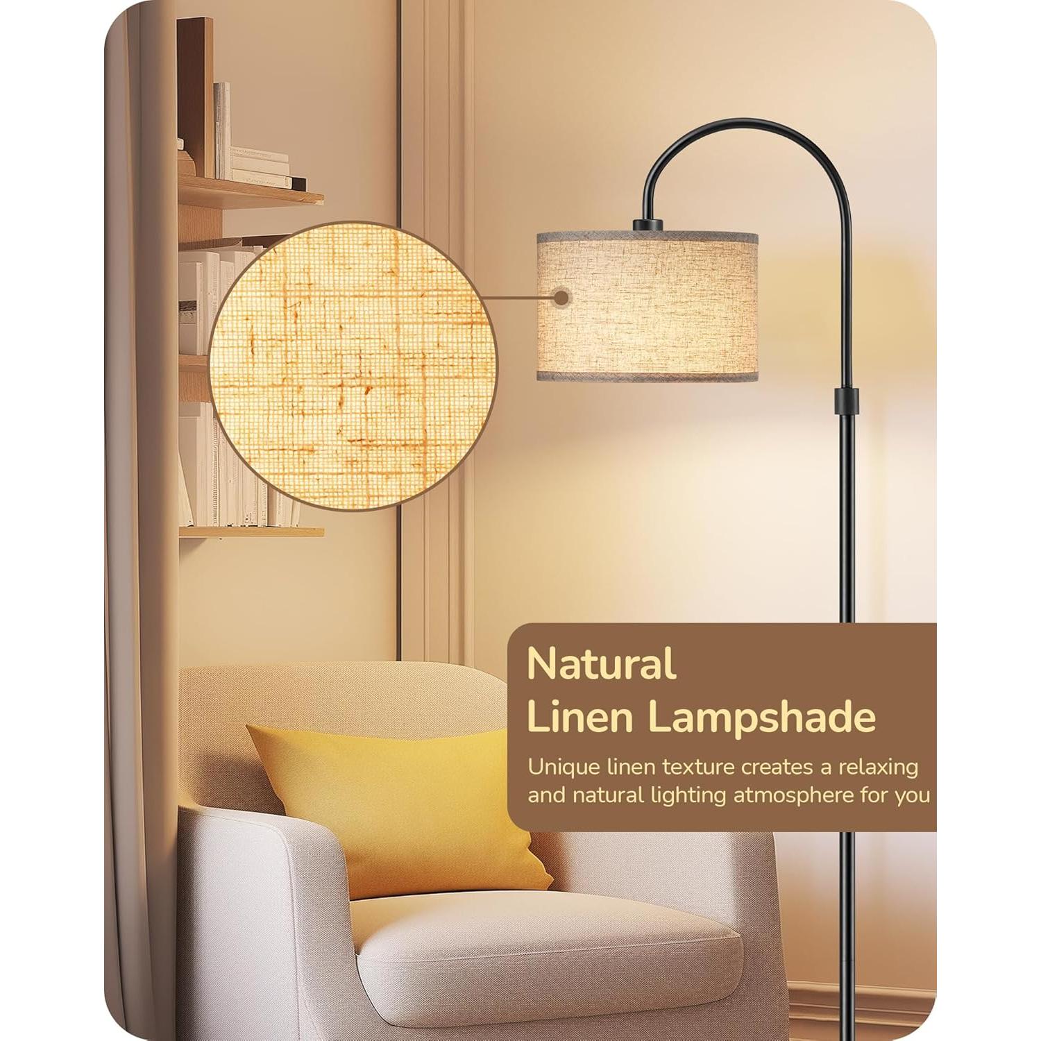 Lámpara de Pie Regulable EDISHINE Negra con Control Remoto 3000K-6500K