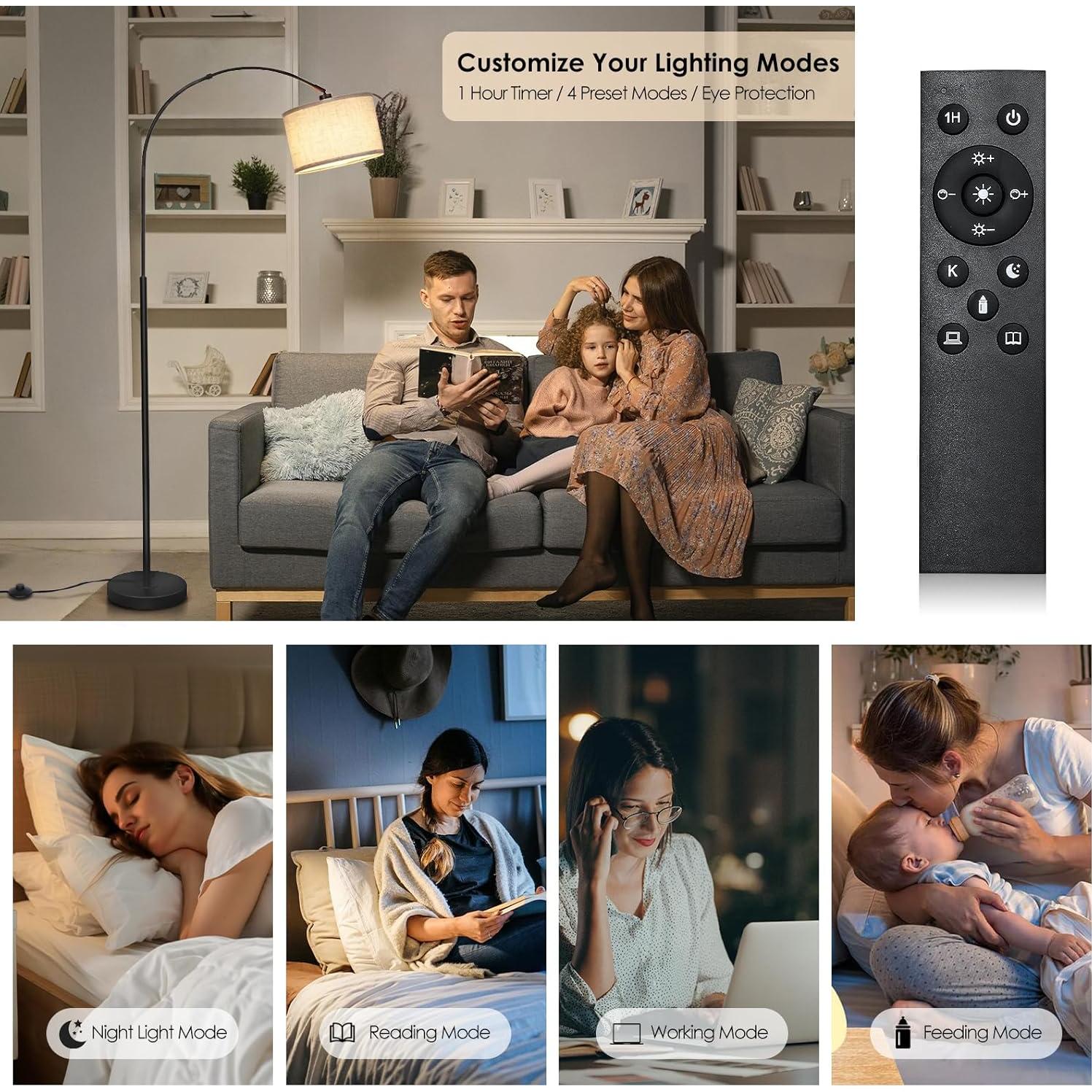 Lámpara de Pie Arco Regulable Qingmiao con Control Remoto