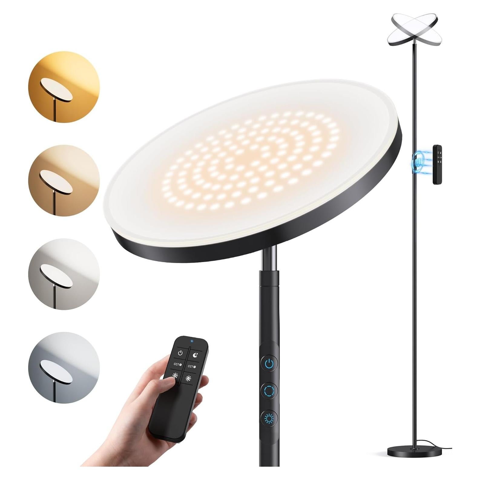 Lámpara de Pie OHLUX 36W LED Regulable con Control Remoto - Negro