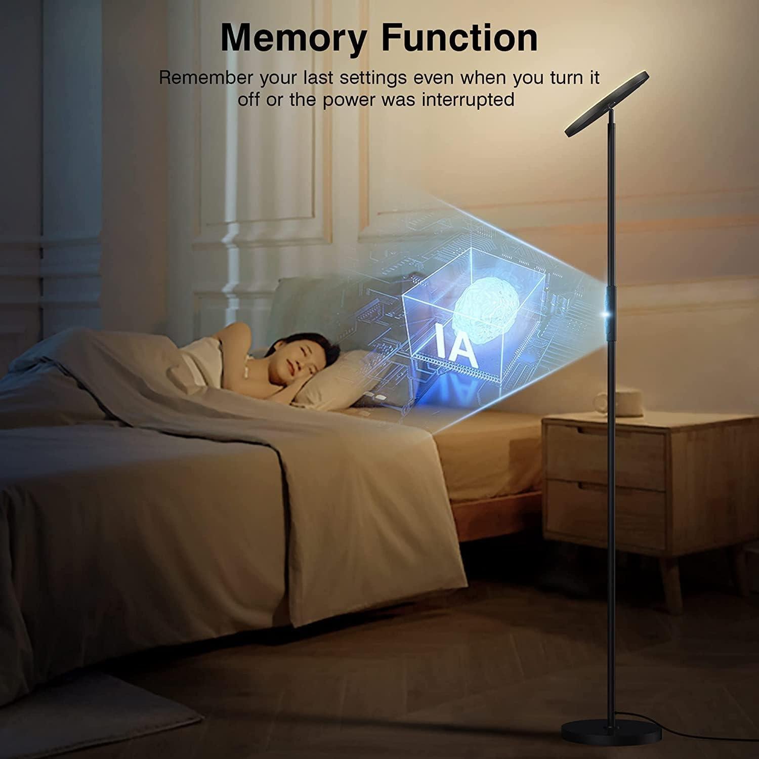 Lámpara de Pie OHLUX 36W LED Regulable con Control Remoto - Negro