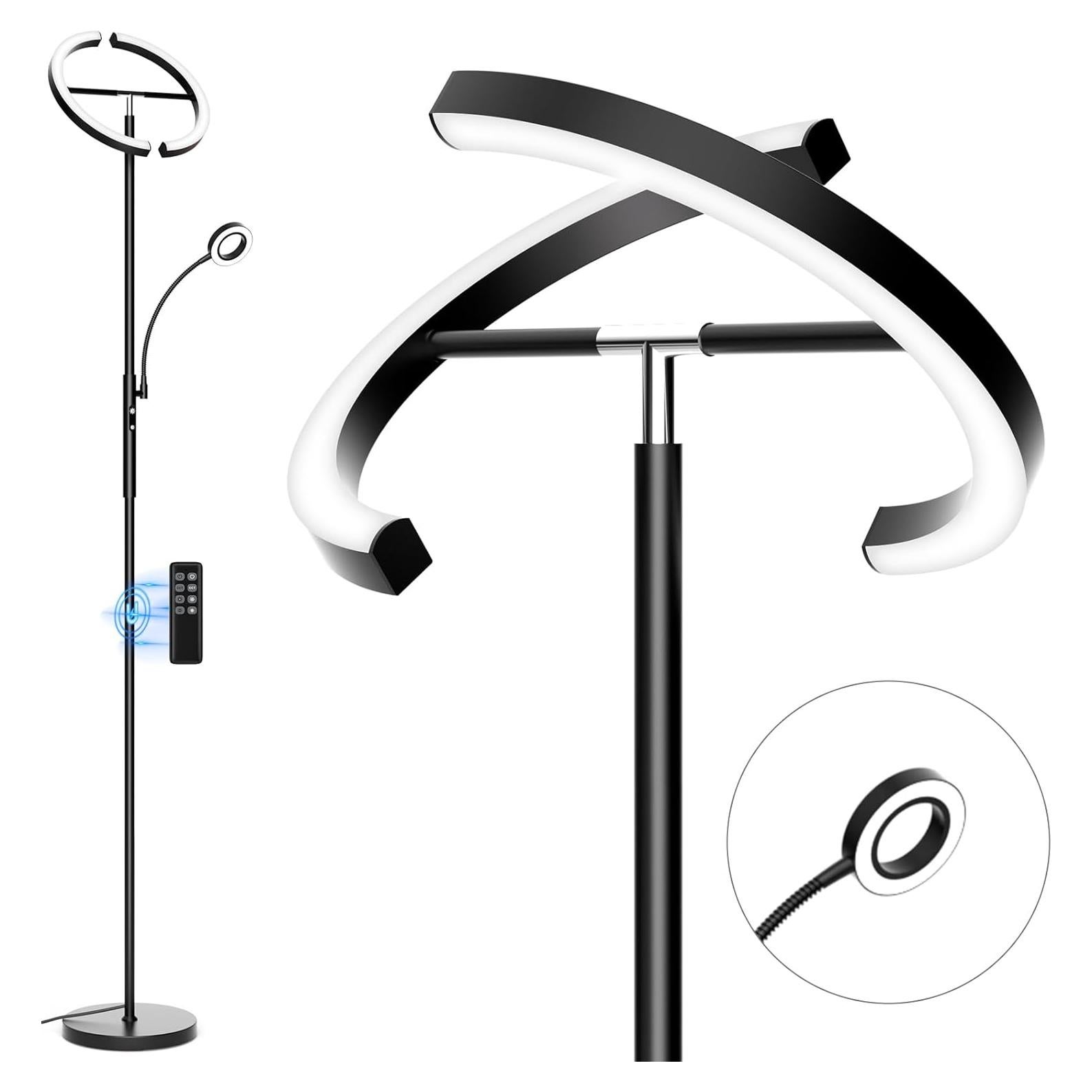 Lámpara de Pie LED SIBRILLE 2-en-1 Regulable 29W Control Remoto