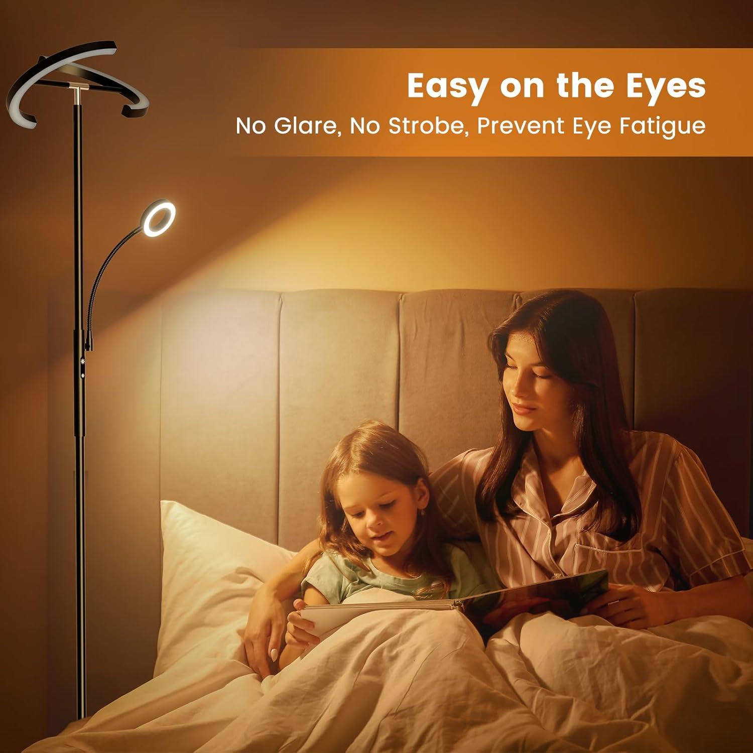 Lámpara de Pie LED SIBRILLE 2-en-1 Regulable 29W Control Remoto