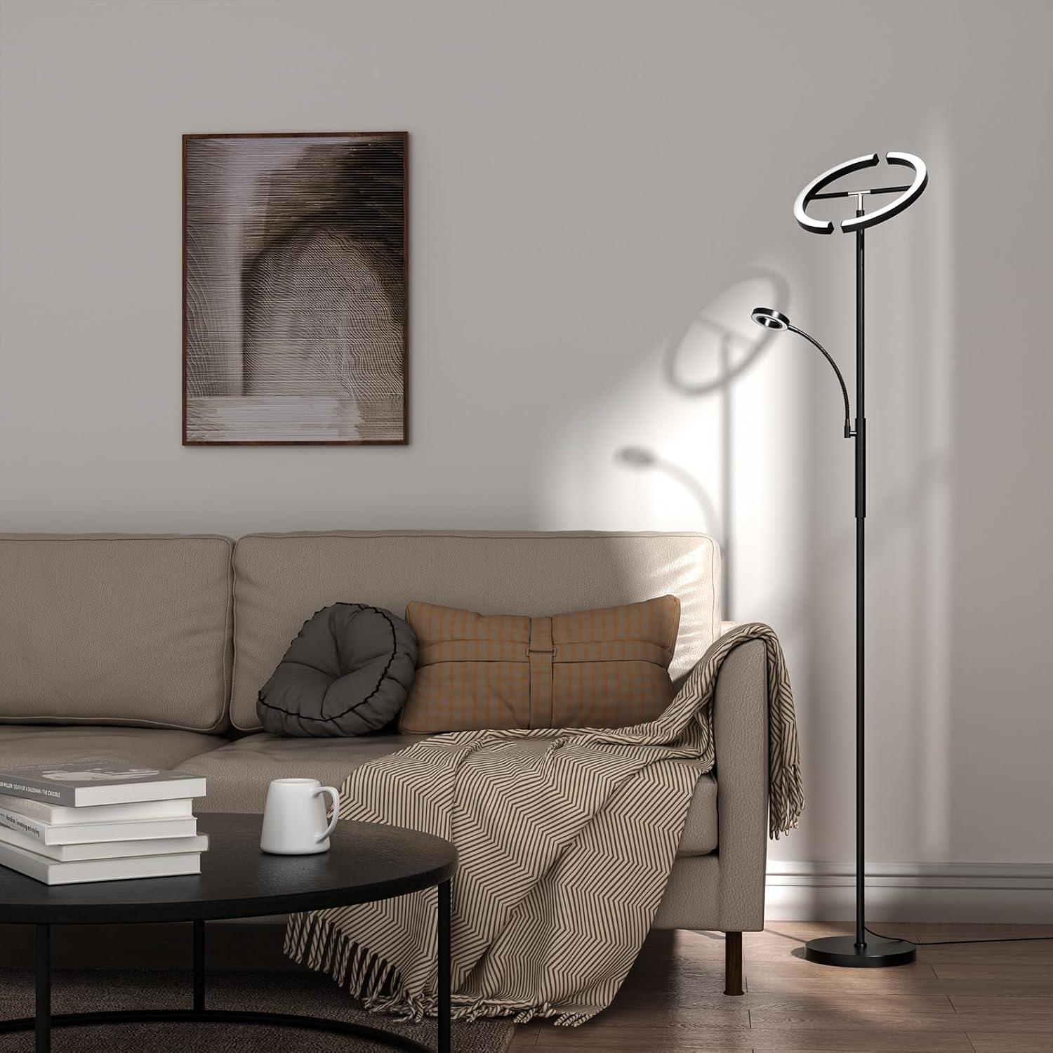 Lámpara de Pie LED SIBRILLE 2-en-1 Regulable 29W Control Remoto