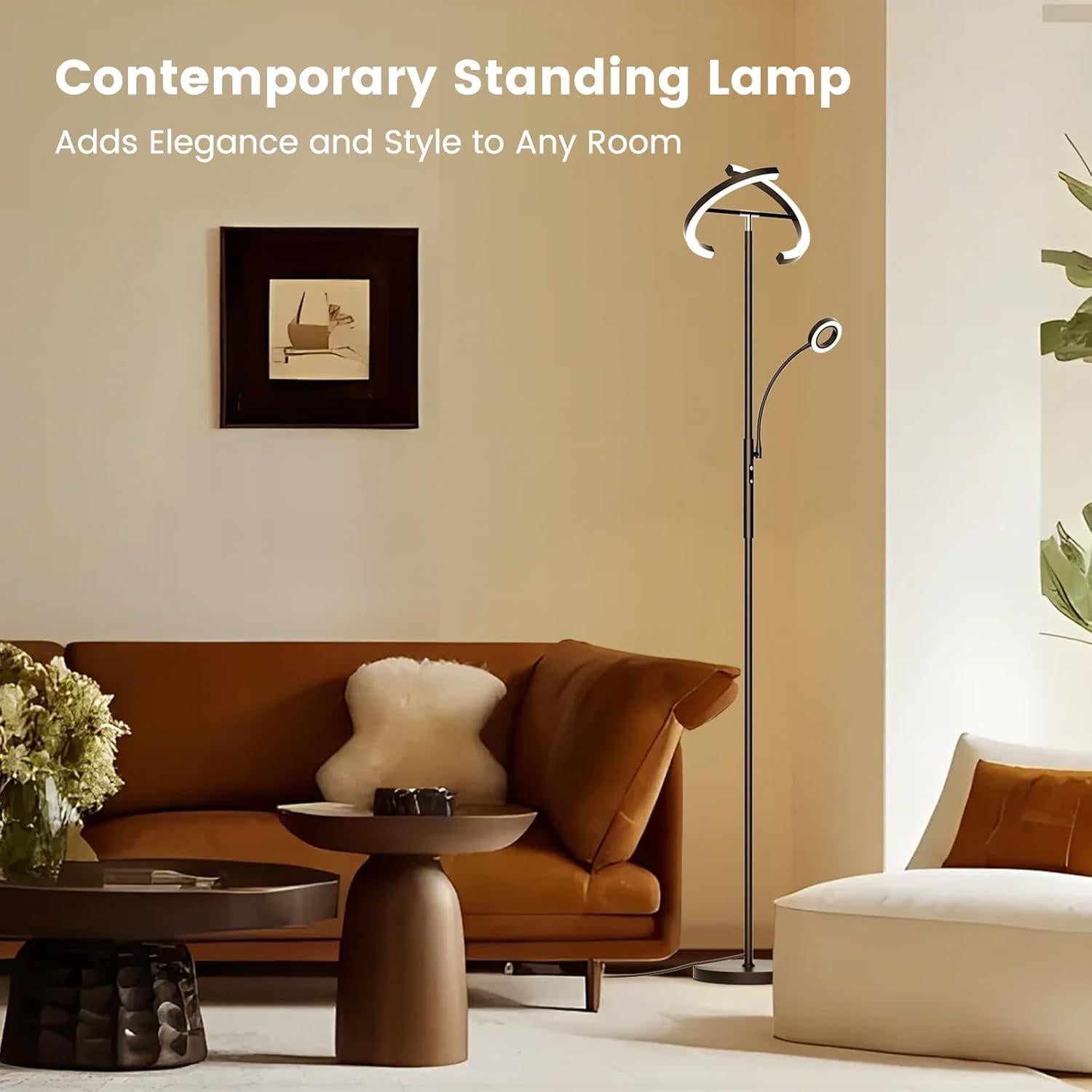 Lámpara de Pie LED SIBRILLE 2-en-1 Regulable 29W Control Remoto