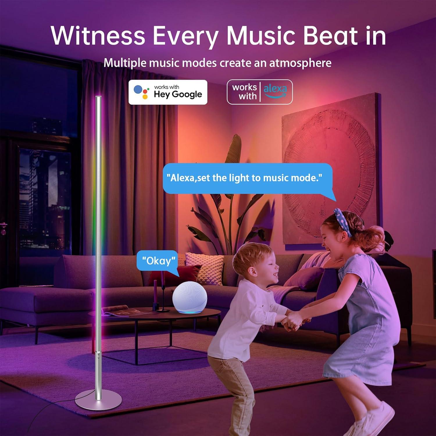 Lámpara de Pie LED RGBW Marlrin 147 cm con Control Remoto