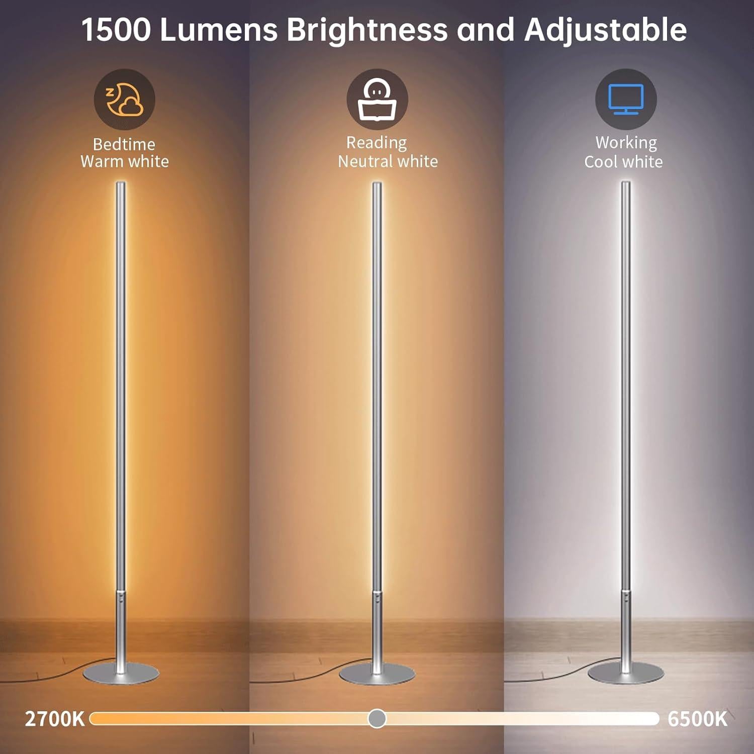 Lámpara de Pie LED RGBW Marlrin 147 cm con Control Remoto