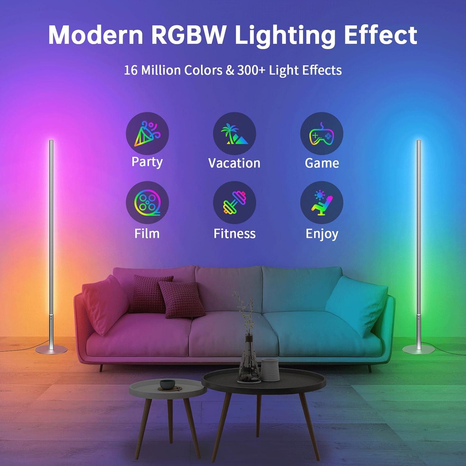 Lámpara de Pie LED RGBW Marlrin 147 cm con Control Remoto