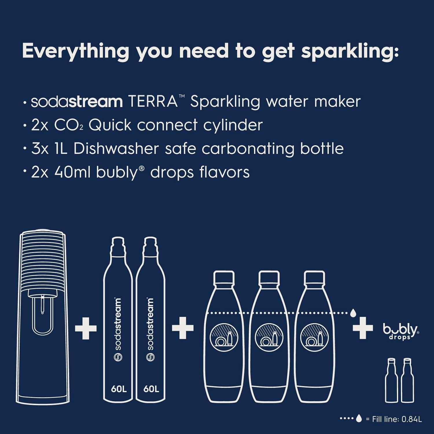SodaStream Terra Fabricante de Agua Espumosa Azul 60L