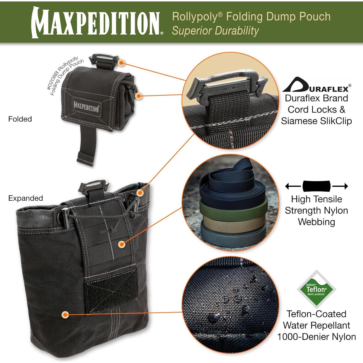 Maxpedition Rollypoly Pouch Plegable Negro 23.9 cm Táctico
