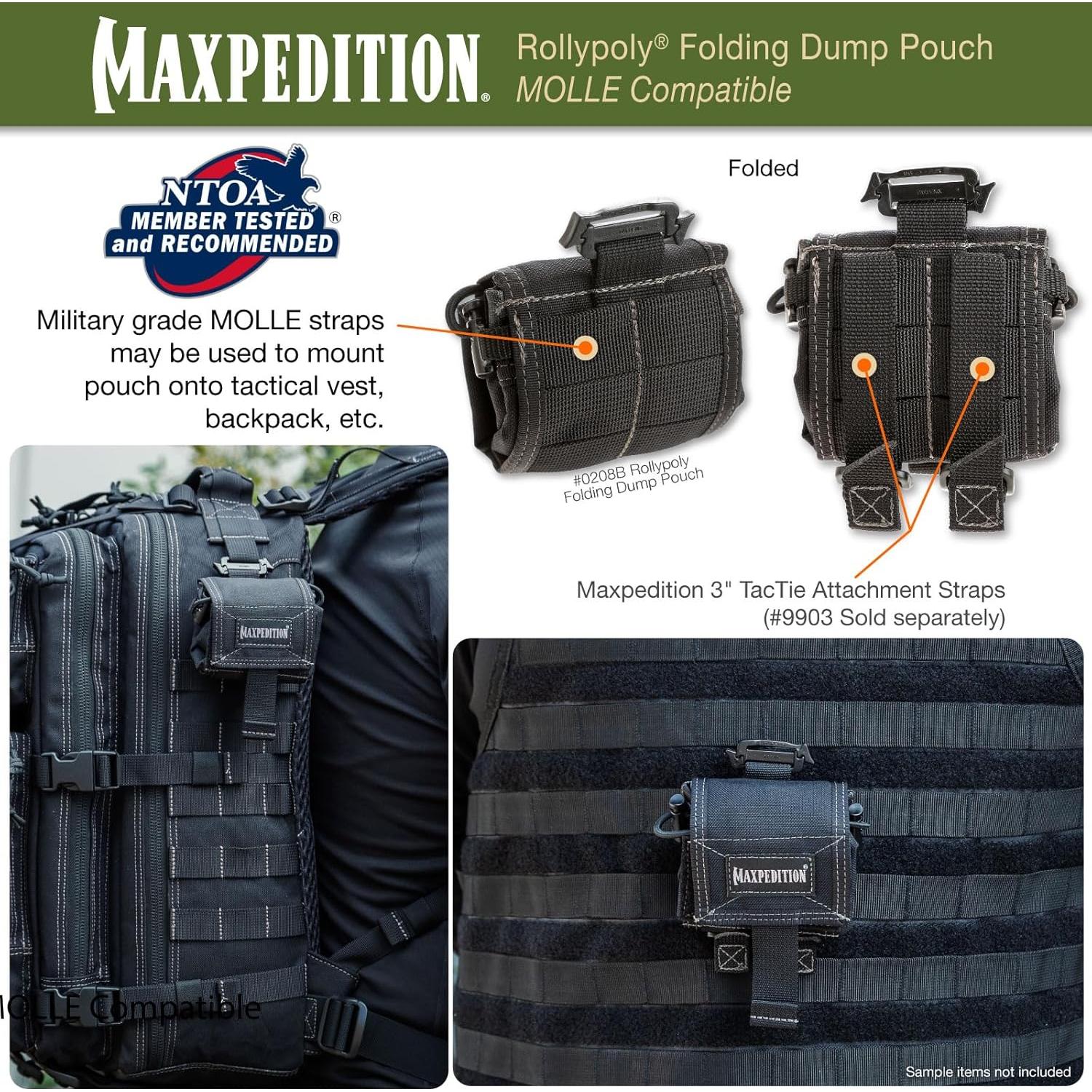Maxpedition Rollypoly Pouch Plegable Negro 23.9 cm Táctico